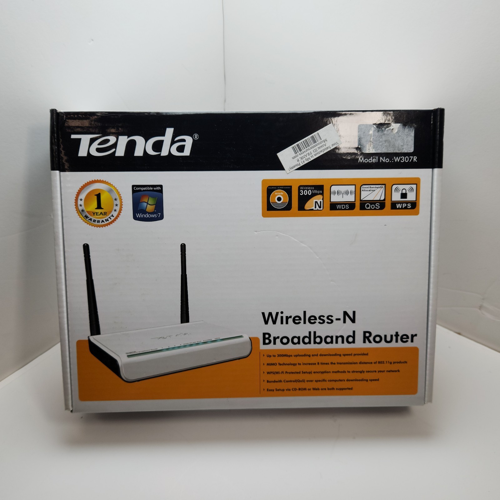 Tenda W307R 300 Mbps 4-Port 10/100 Wireless N Router without Power cord