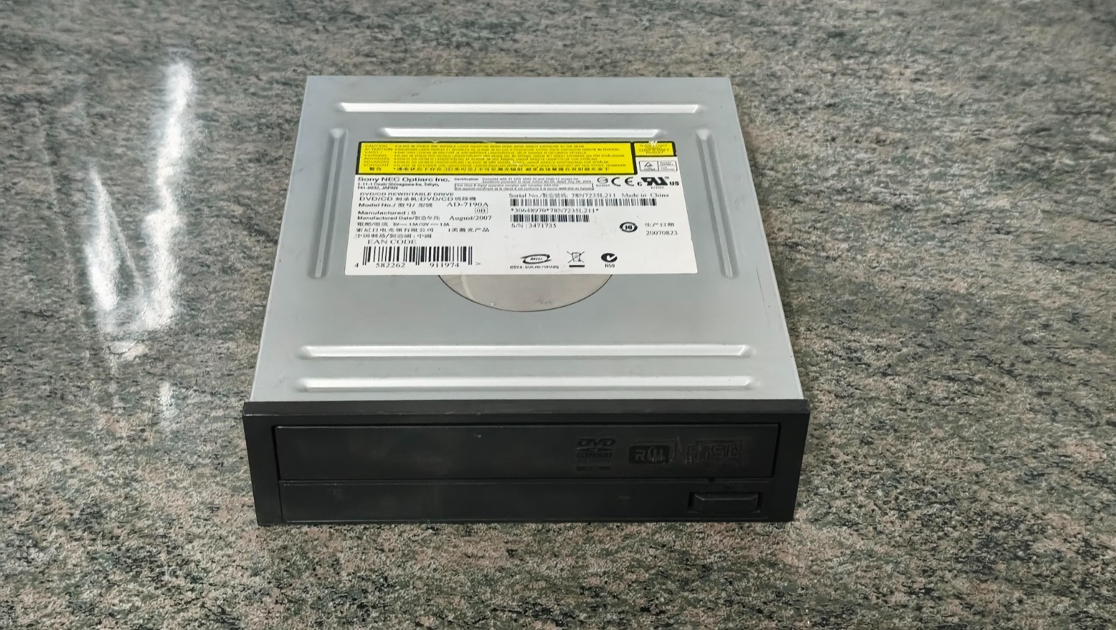 Sony Optiarc AD-7190A Internal IDE DVD RW Burner Drive Black