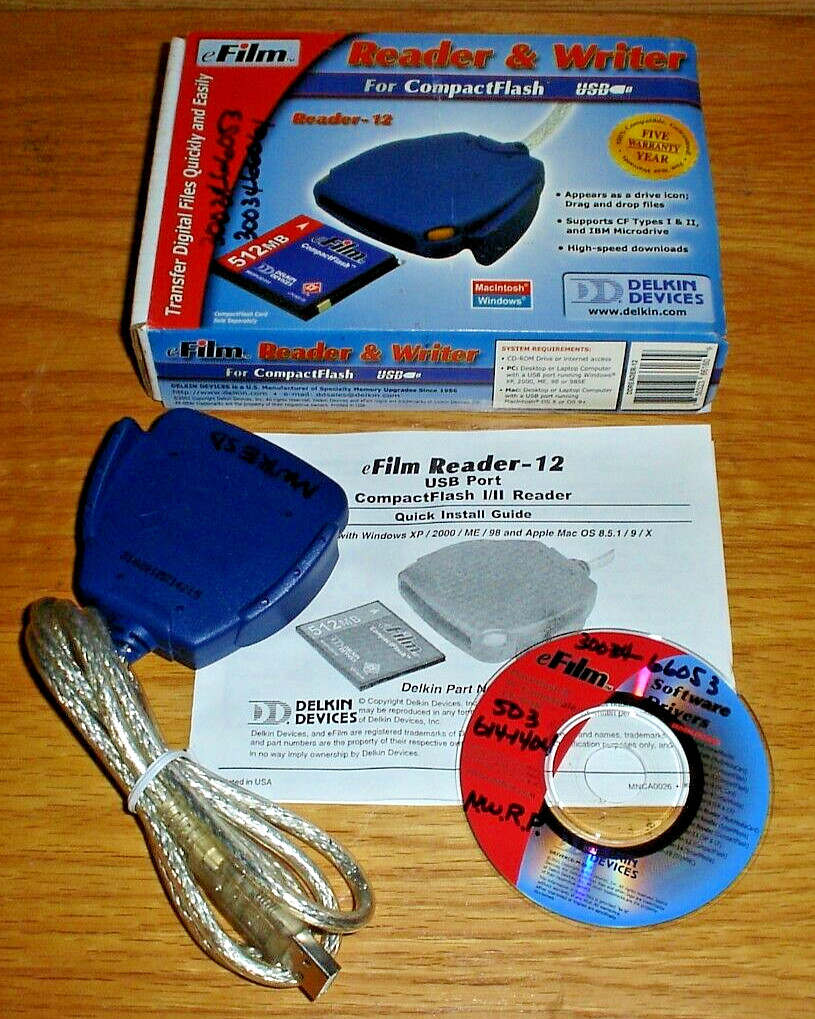 Delkin Devices Reader-12 eFilm Reader & Writer USB Port for CompactFlash I/II