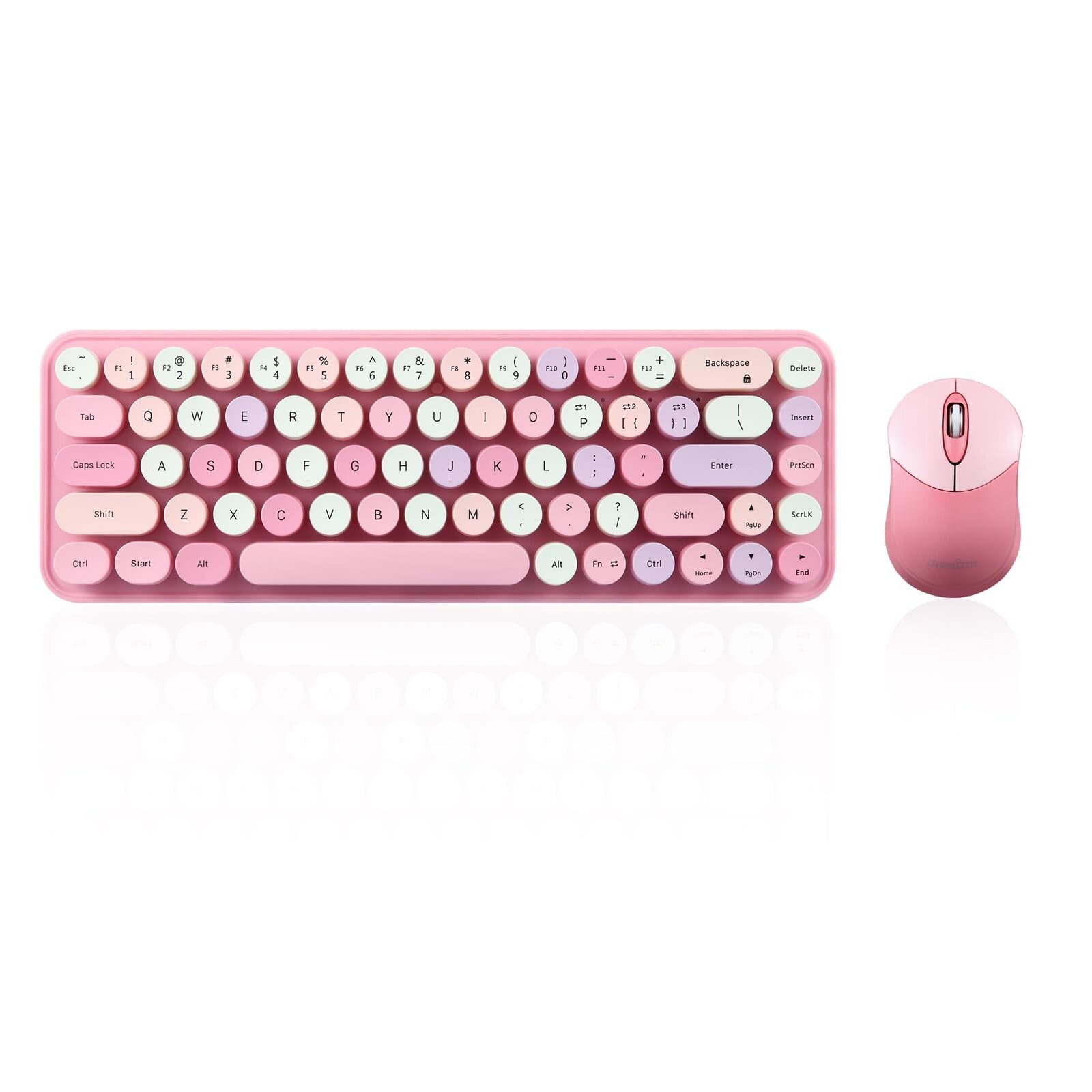 Perixx PERIDUO-802PK Bluetooth Mini Keyboard and Mouse Combo - Retro Round Ke...
