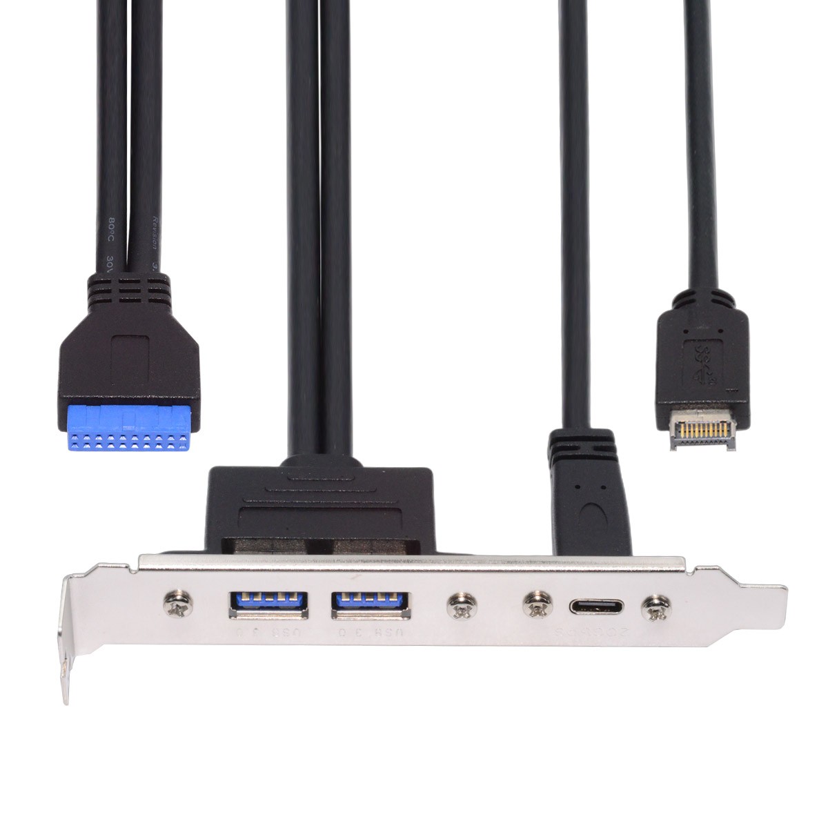 CY PCI-E Panel Cable Type-E & USB3.0 Motherboard 19/20Pin to USB-C & USB 3.0