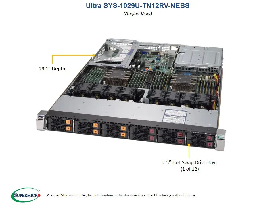 ✅*Authorized Partner*Supermicro 1029U-TN12RV-NEBS  1U Rackmout W/ X11DPU-V,