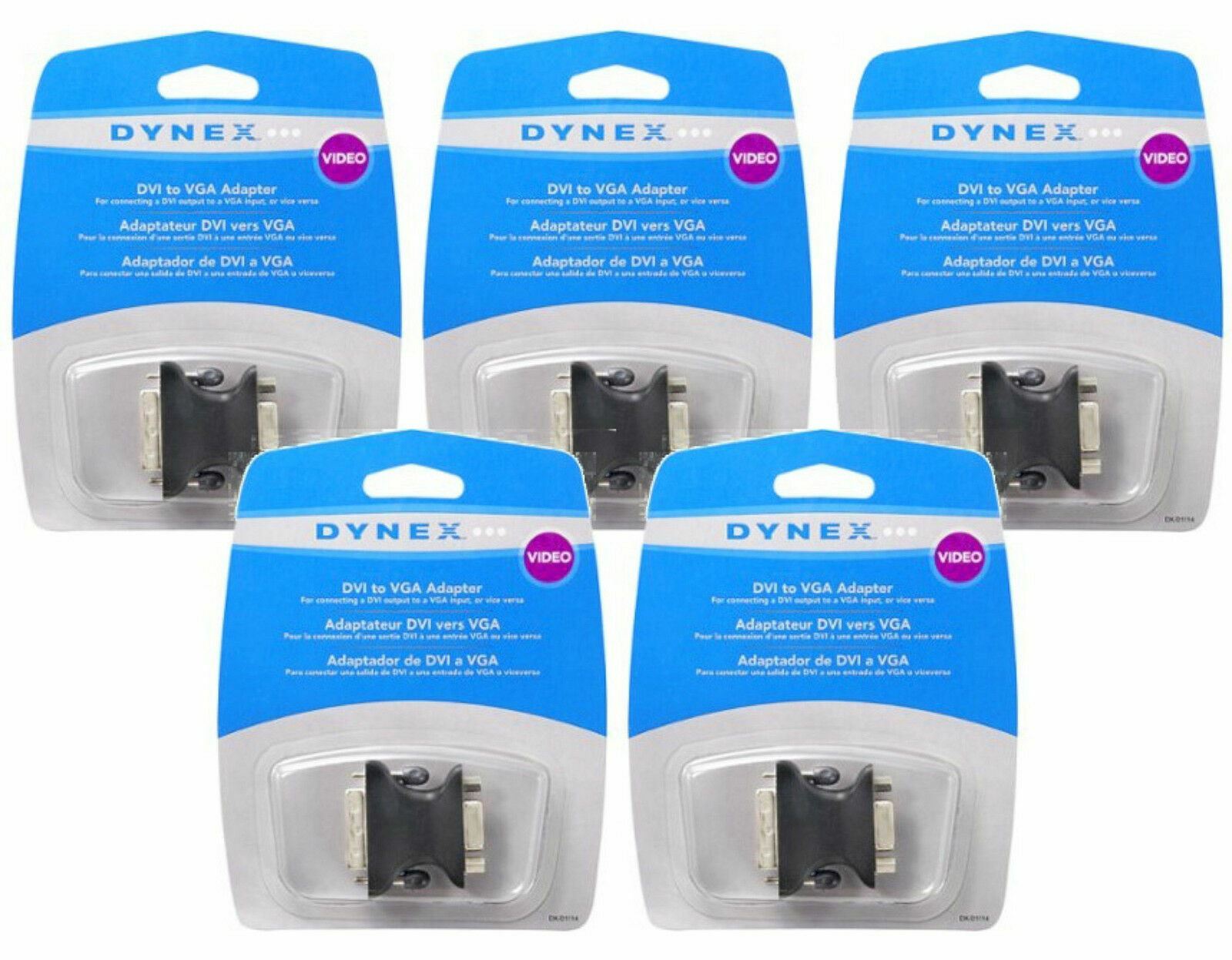 5-Pack NEW Dynex DVI-A Male to VGA 15-pin Female Video Adapter Converter Monitor