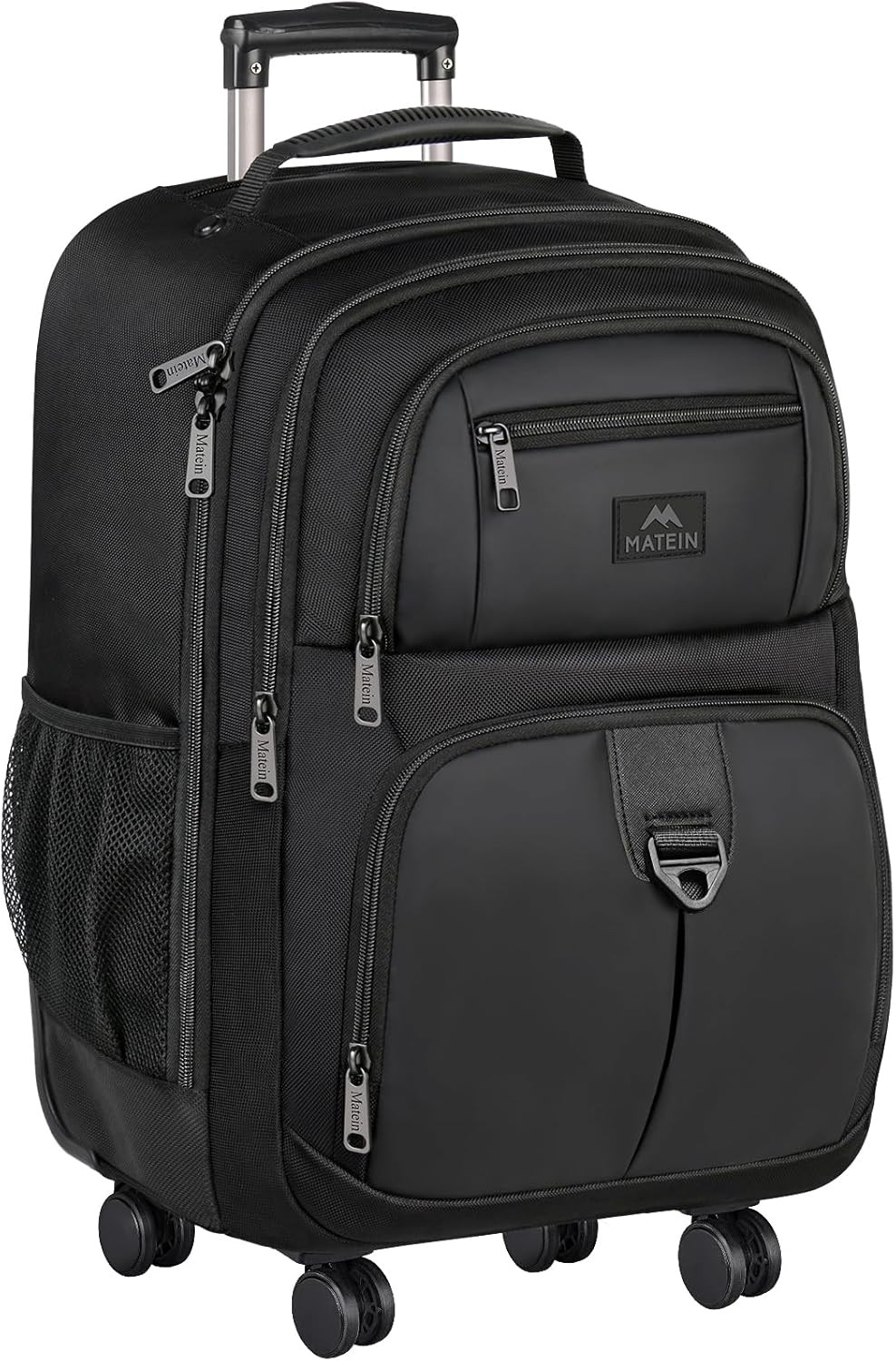 Roller Backpack Large Travel Laptop Bag with 4 Wheels for 18 Inch Black