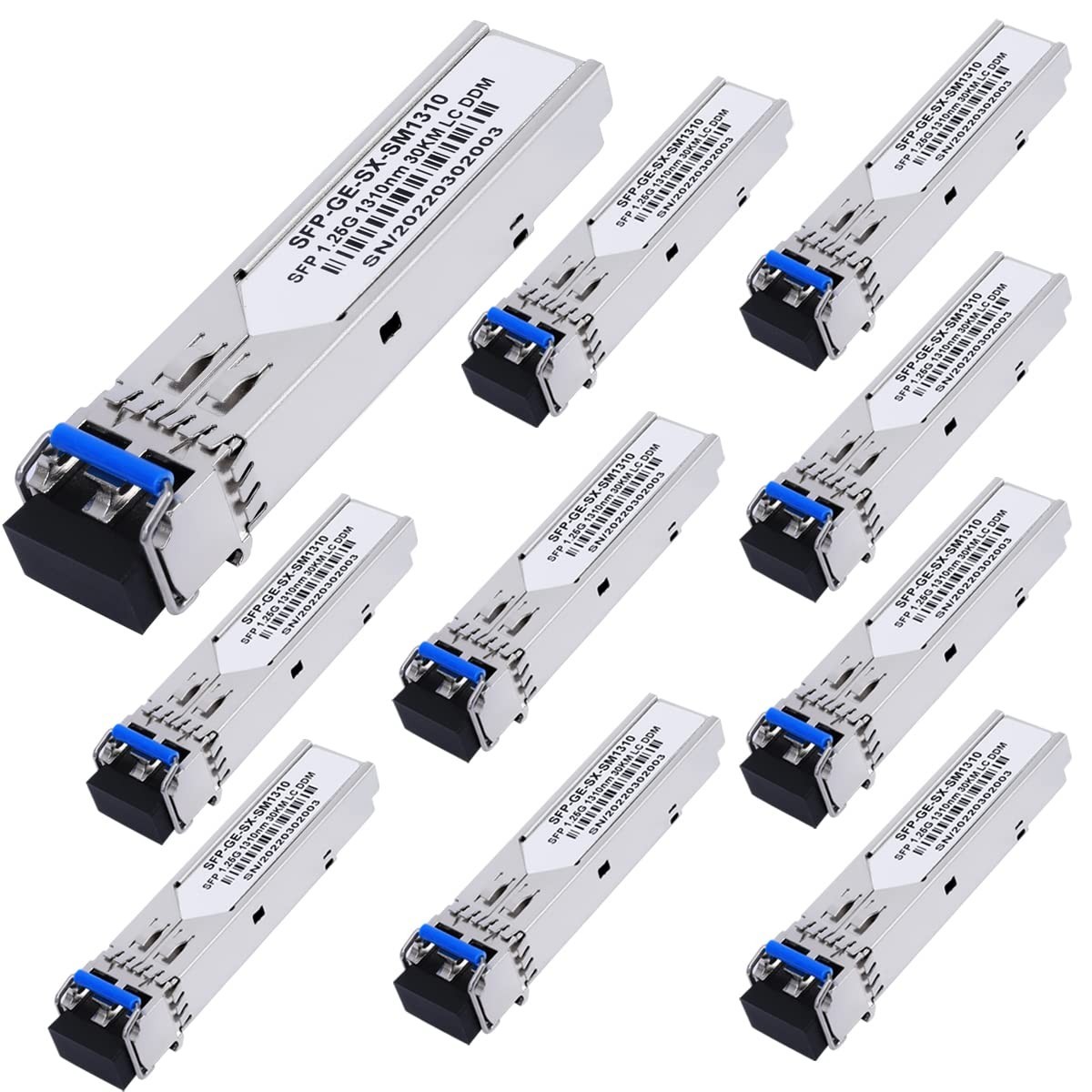 10 Pack 1.25G SFP LC Module 1000Base-LX (SMF1310nm20kmDDM)