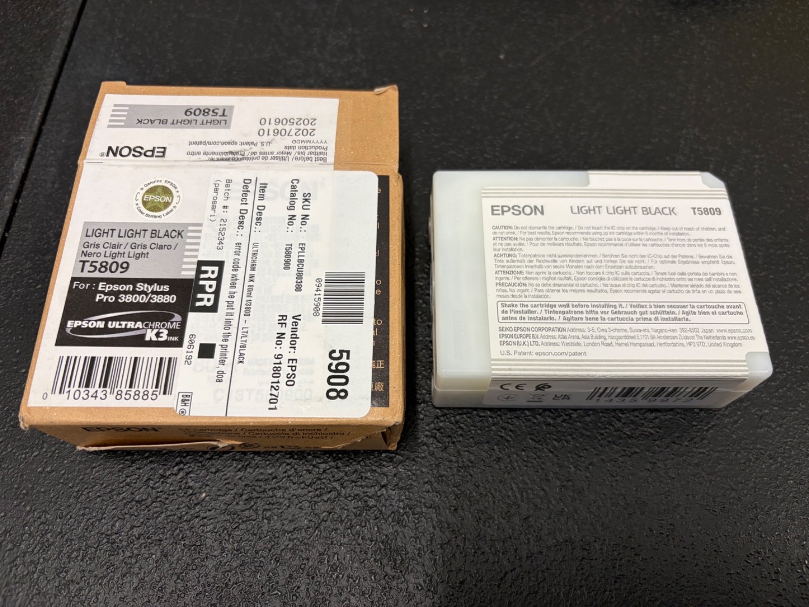 Defective Genuine Epson T5809 Pro 3800 3880 Light Light Black Ink