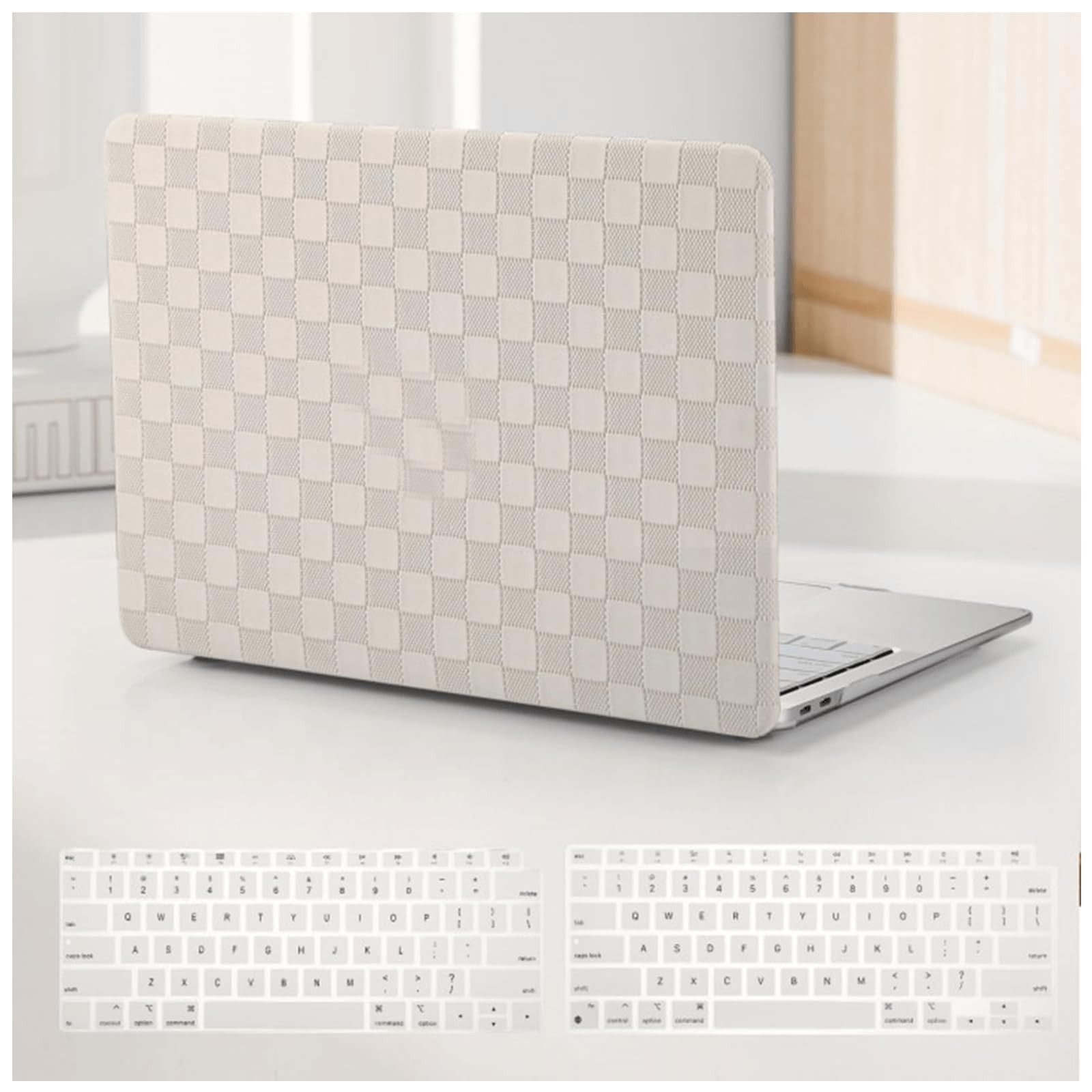 for MacBook Air 13 inch Case 2022-2018 M1,Checker Beige