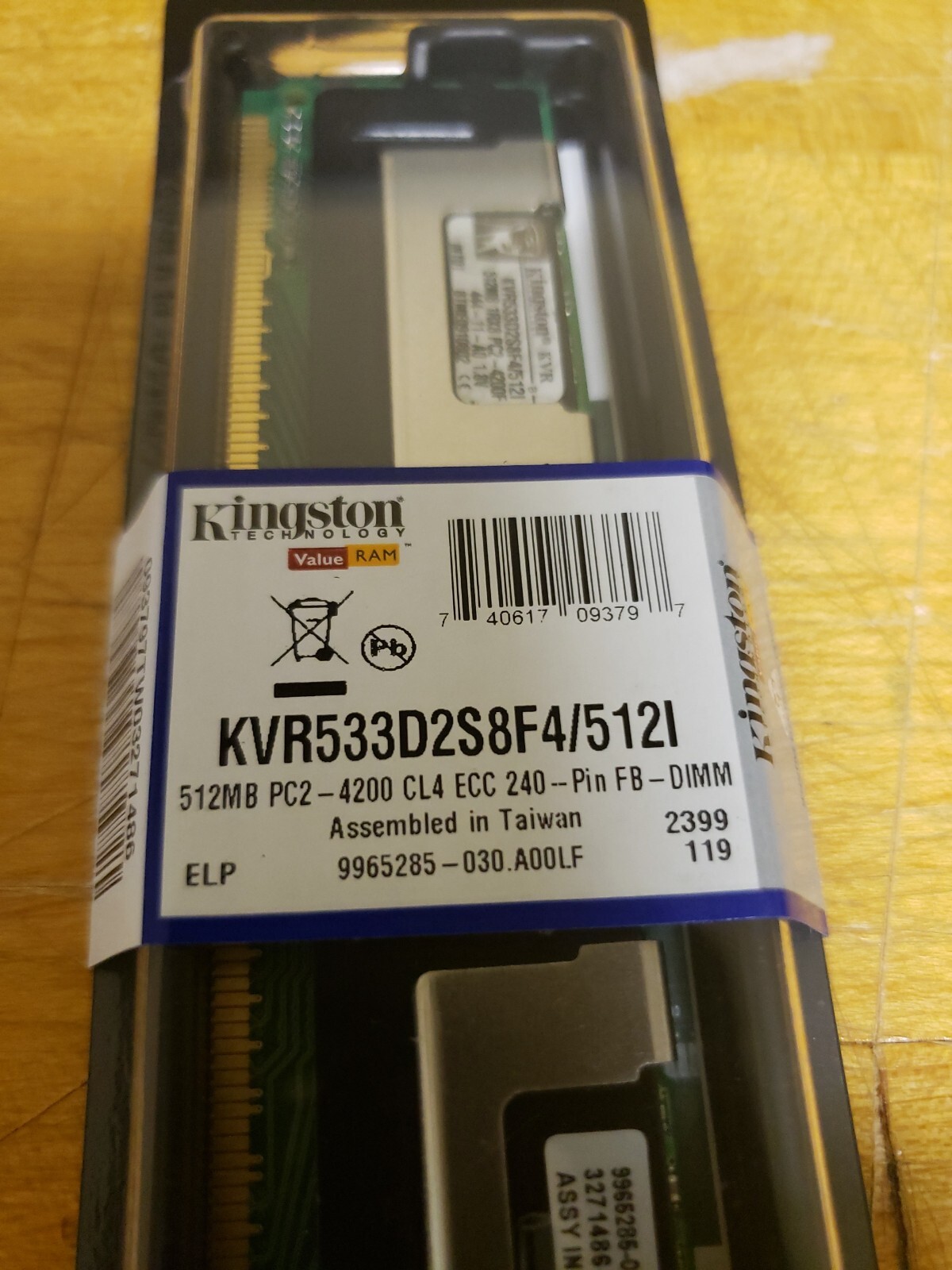 Kingston KVR533D2S8F4/5121 - 512 MB PC2-4200 CL4 240 PIN DIMM