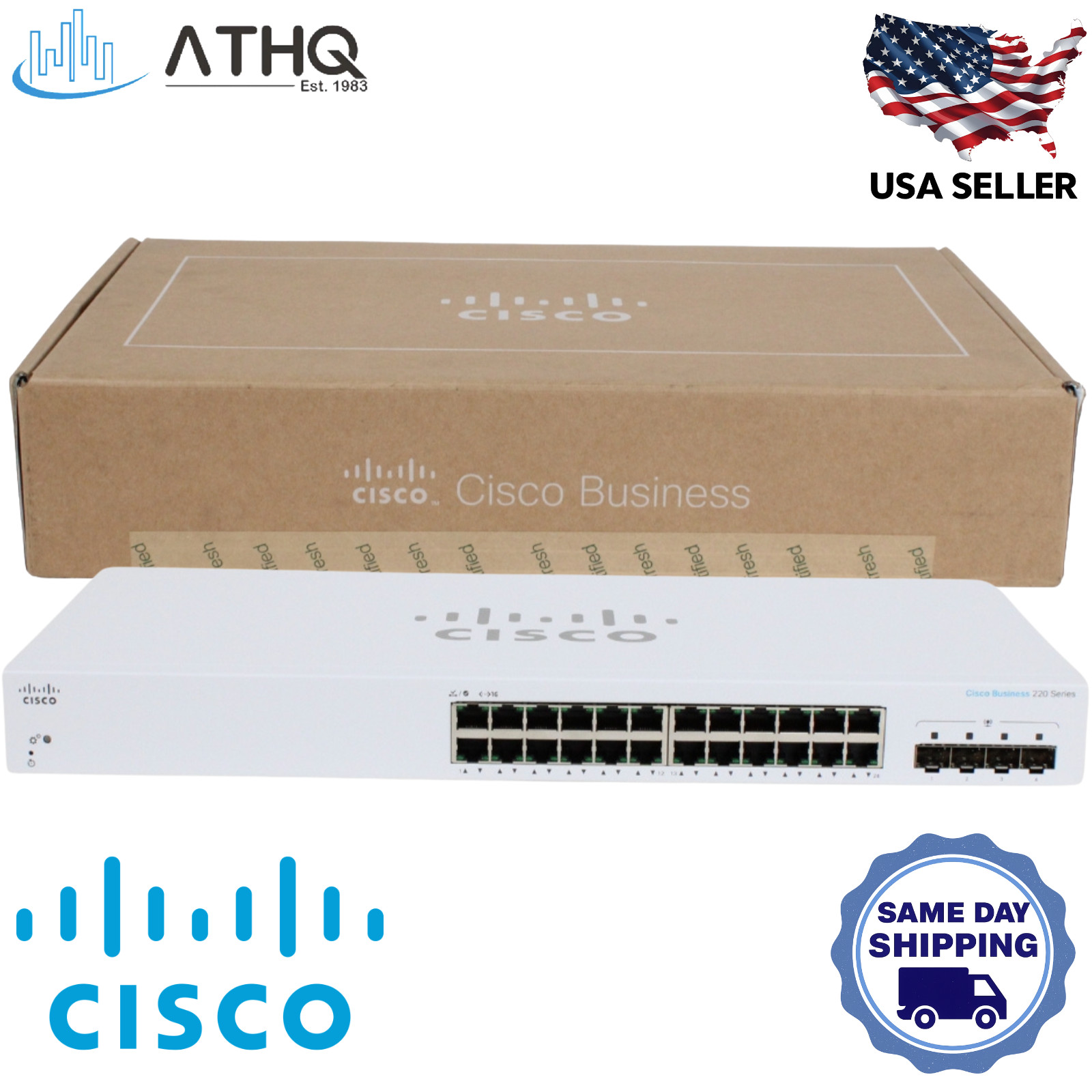 Cisco CBS220-24T-4G 24-Port Gigabit Smart Managed Switch 4x SFP Uplinks Refresh