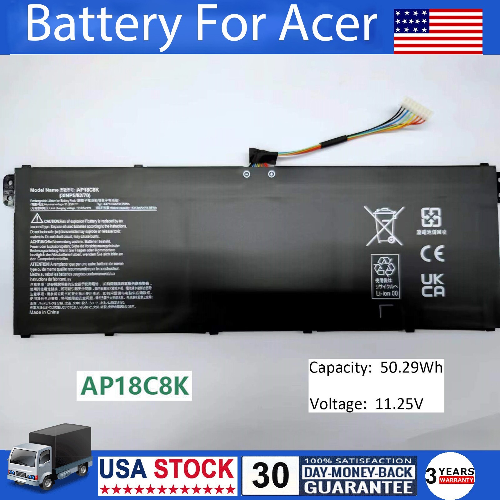 AP18C8K Battery For Acer Swift 3 SF314 Aspire 5 A514/A515 7 A715 Spin 3 SP314 US