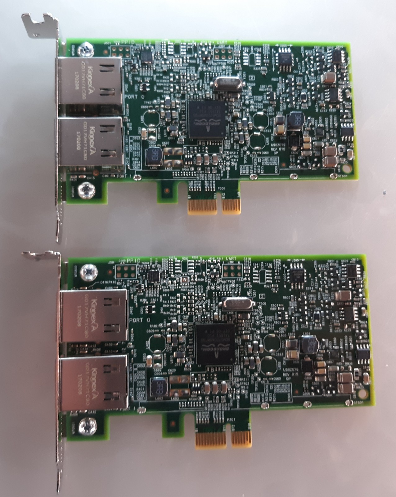 Pair of Dell Broadcom 0557M9 Dual Port Gigabit Ethernet Cards