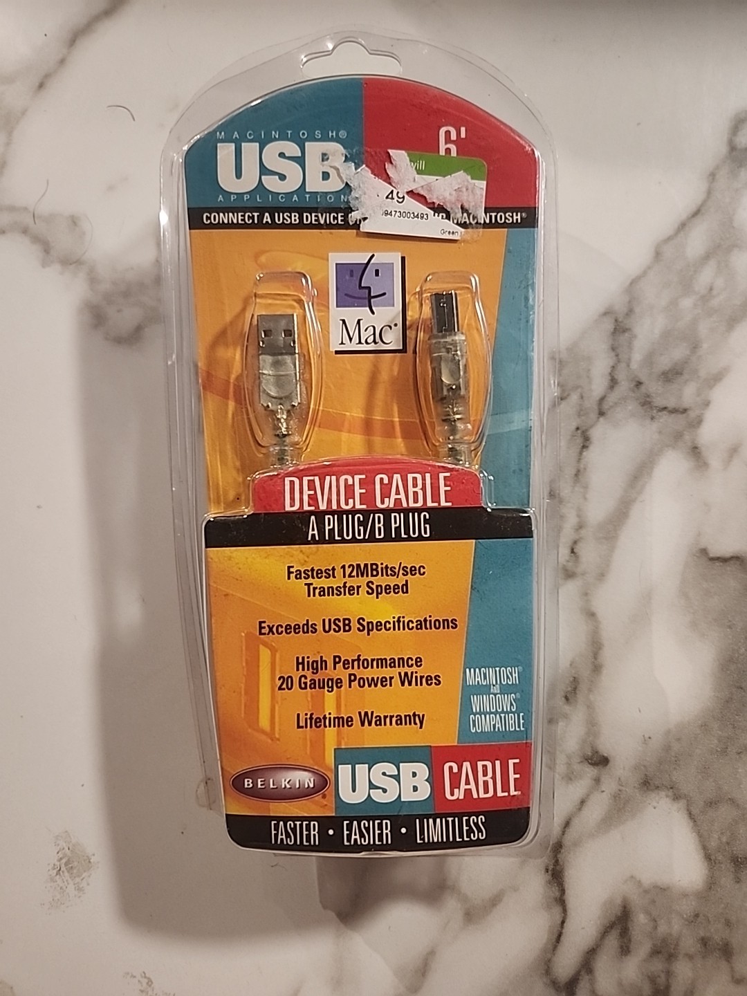Vintage Belkin USB P42357 USB Hi-Speed Cable 6ft (2 meters) USB A/B Plug PC/Mac
