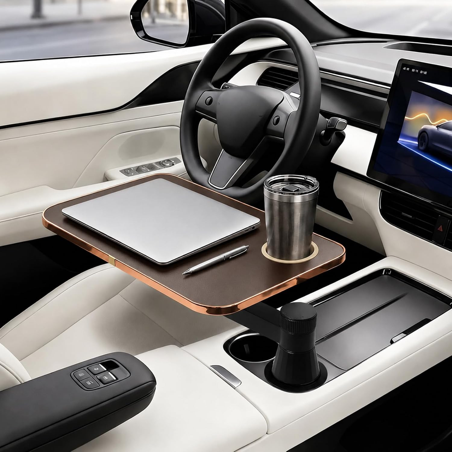 360° Rotating Car Desk Tray for Laptop & Food, Fits Tesla Model Y/3/S