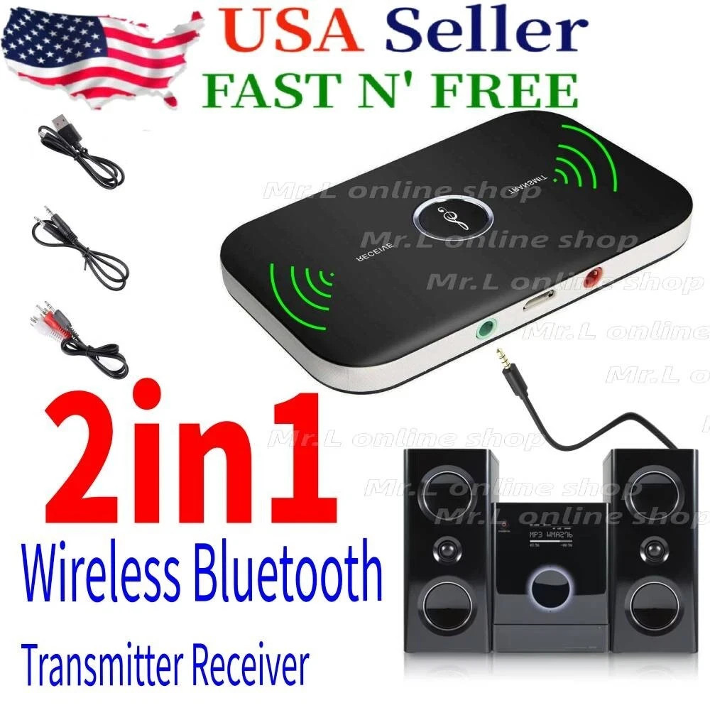 Bluetooth 5.0 Transmitter Receiver 2 IN 1 Wireless Audio 3.5mm Jack Aux Adapter