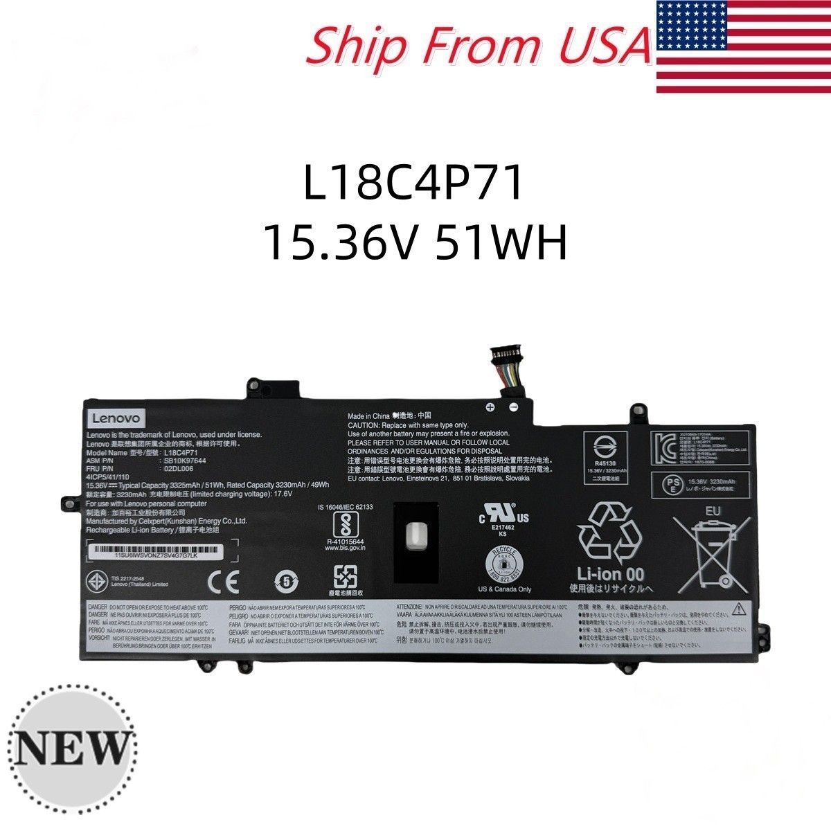 Genuine L18M4P72 L18C4P71 L18L4P71 Battery For Lenovo ThinkPad X1 Carbon 7th Gen
