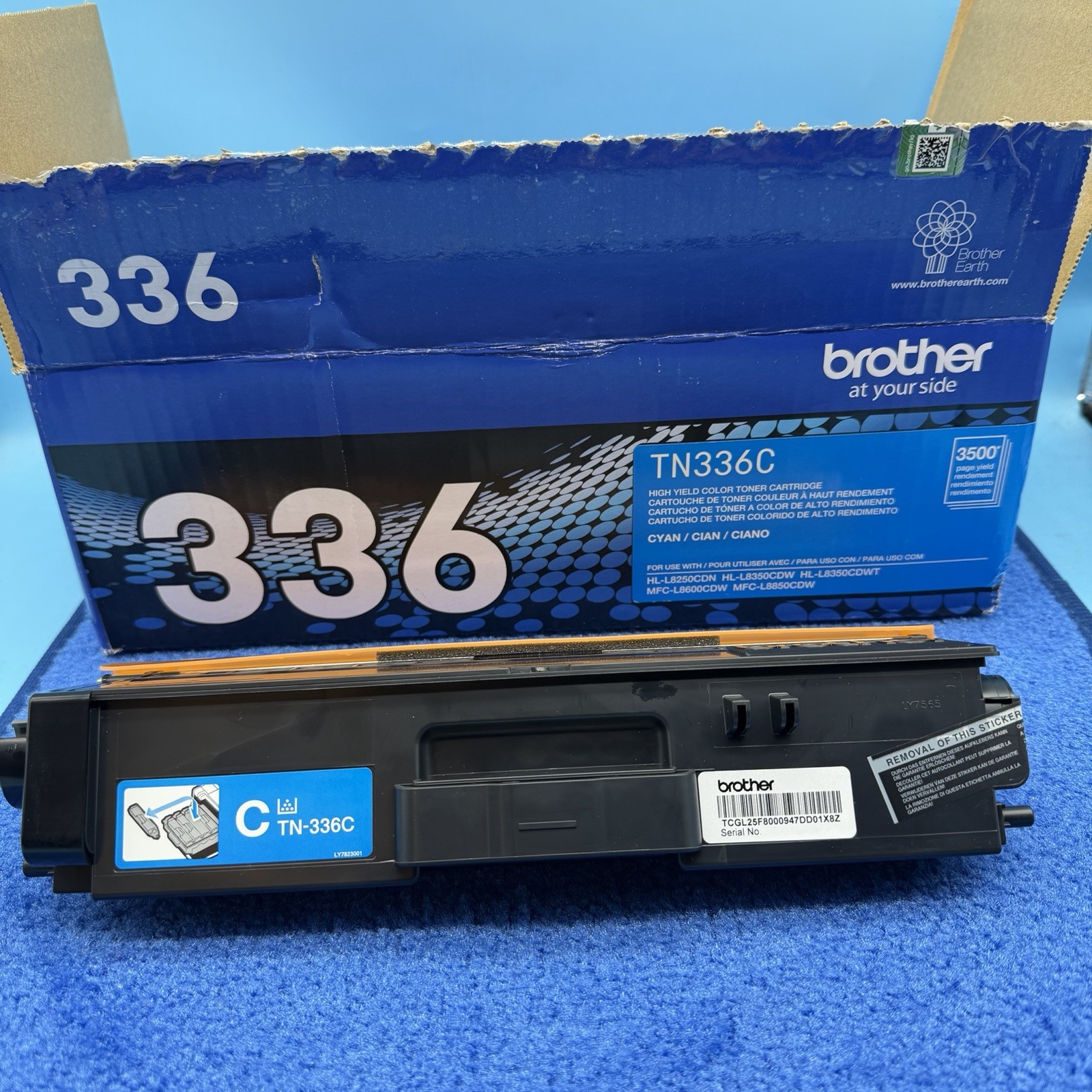 Genuine Brother 336 TN336C High Yield Cyan Toner Cartridge OEM
