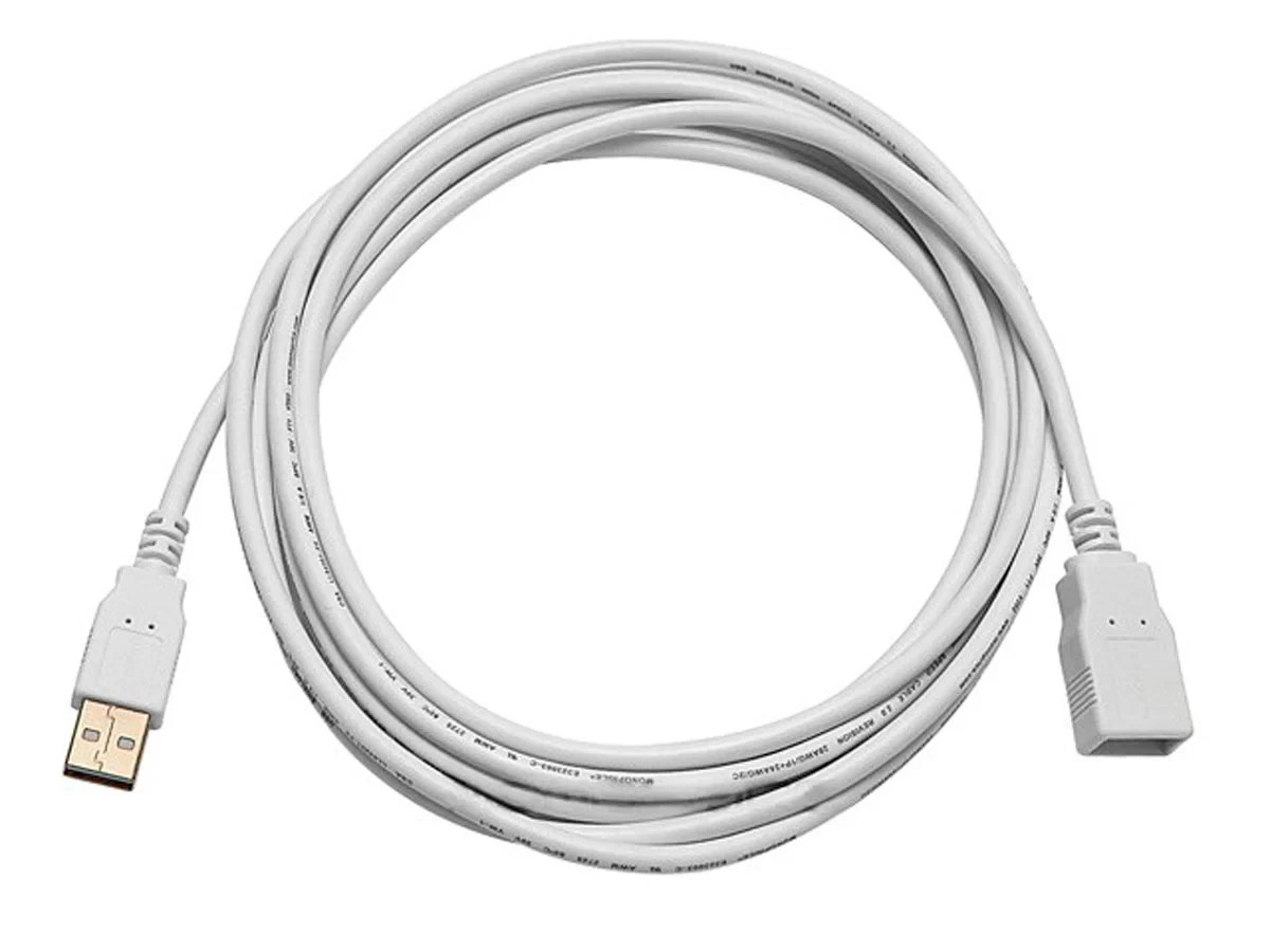 Monoprice USB-A to USB-A Female Extension Cable 28/24AWG Gold Plated White 10ft