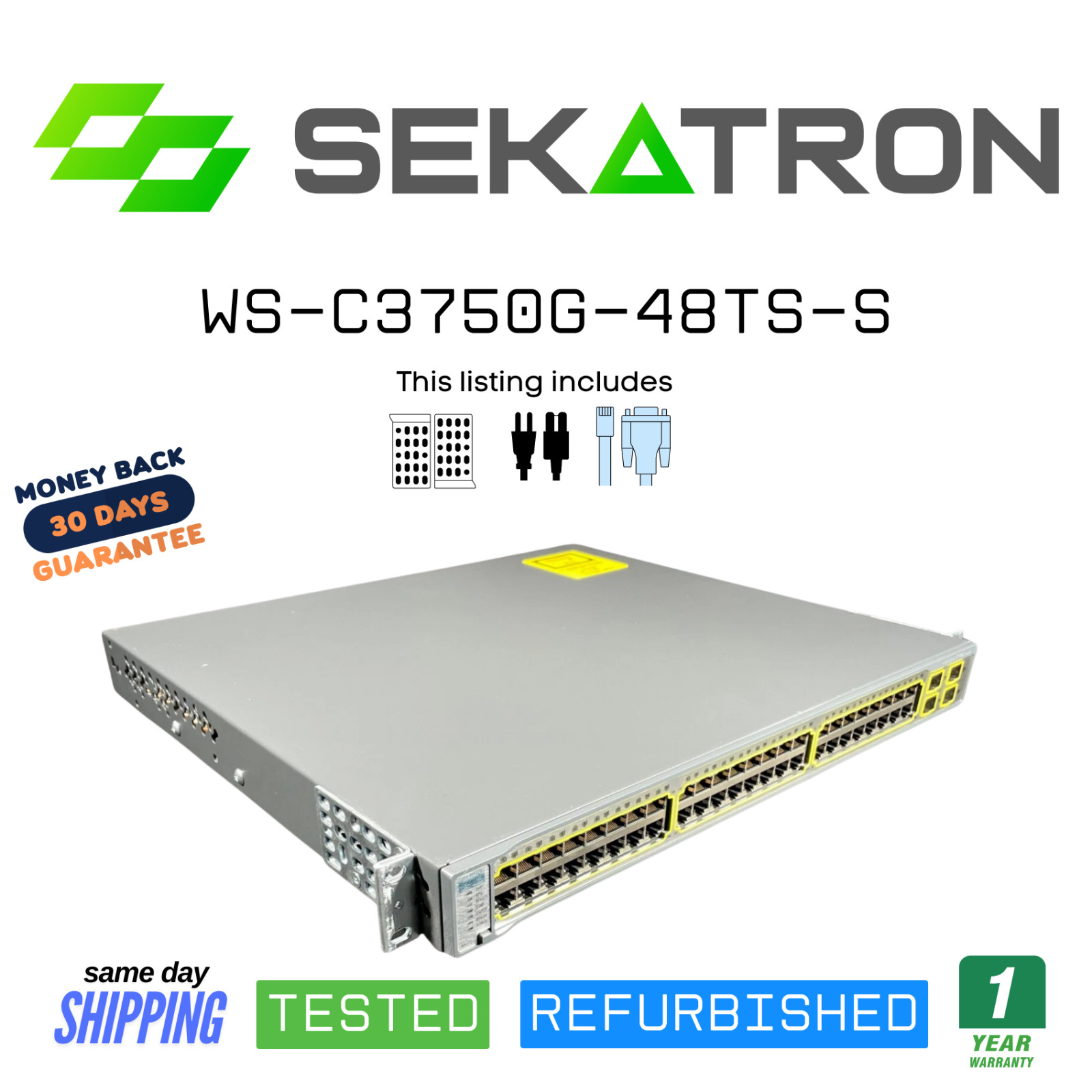 🔀 Cisco Catalyst WS-C3750G-48TS-S Switch  • 48-Port Gigabit Switch • ⚡FastShip