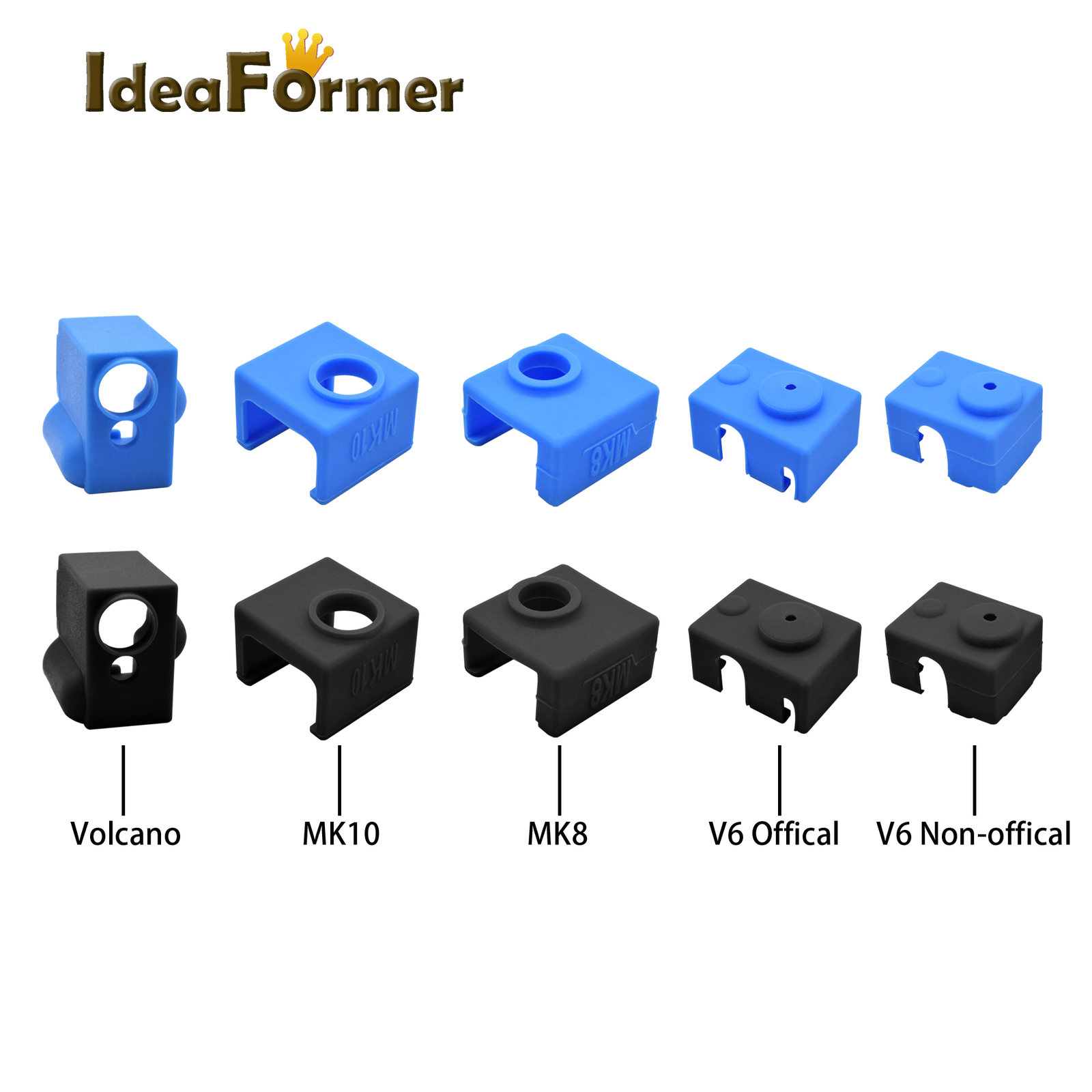 2Pcs 3D Printer V6/MK8 MK9/MK10/VN Silicone Sleeve Sock Heat Block Cover Case.