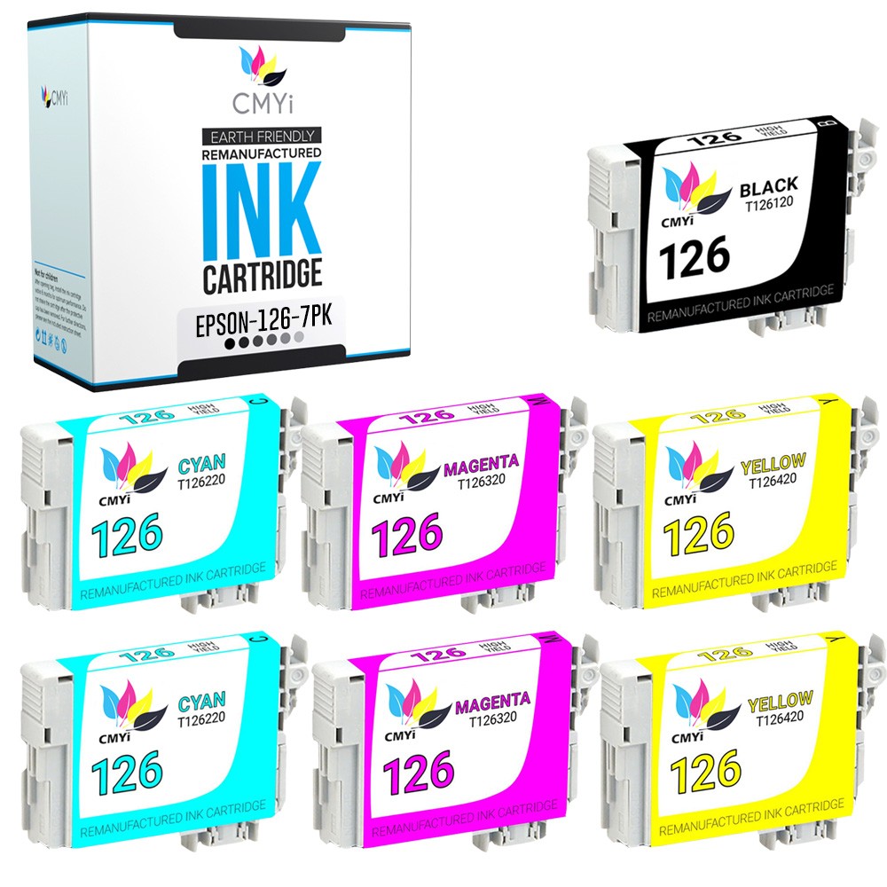 7PK CMYi Replacement T126 Ink Cartridges for Epson Workforce 520 60 633 645 845