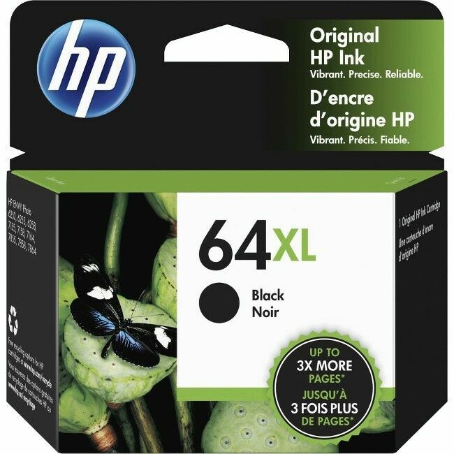 HP 64XL/N9J92AN Black Ink Cartridge for ENVY Photo 6200/7100/7800, Tango