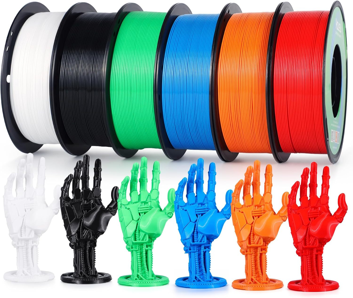 PETG 3D Printer Filament Bundle 1.75Mm, 1Kg, 6-Pack,6 Color