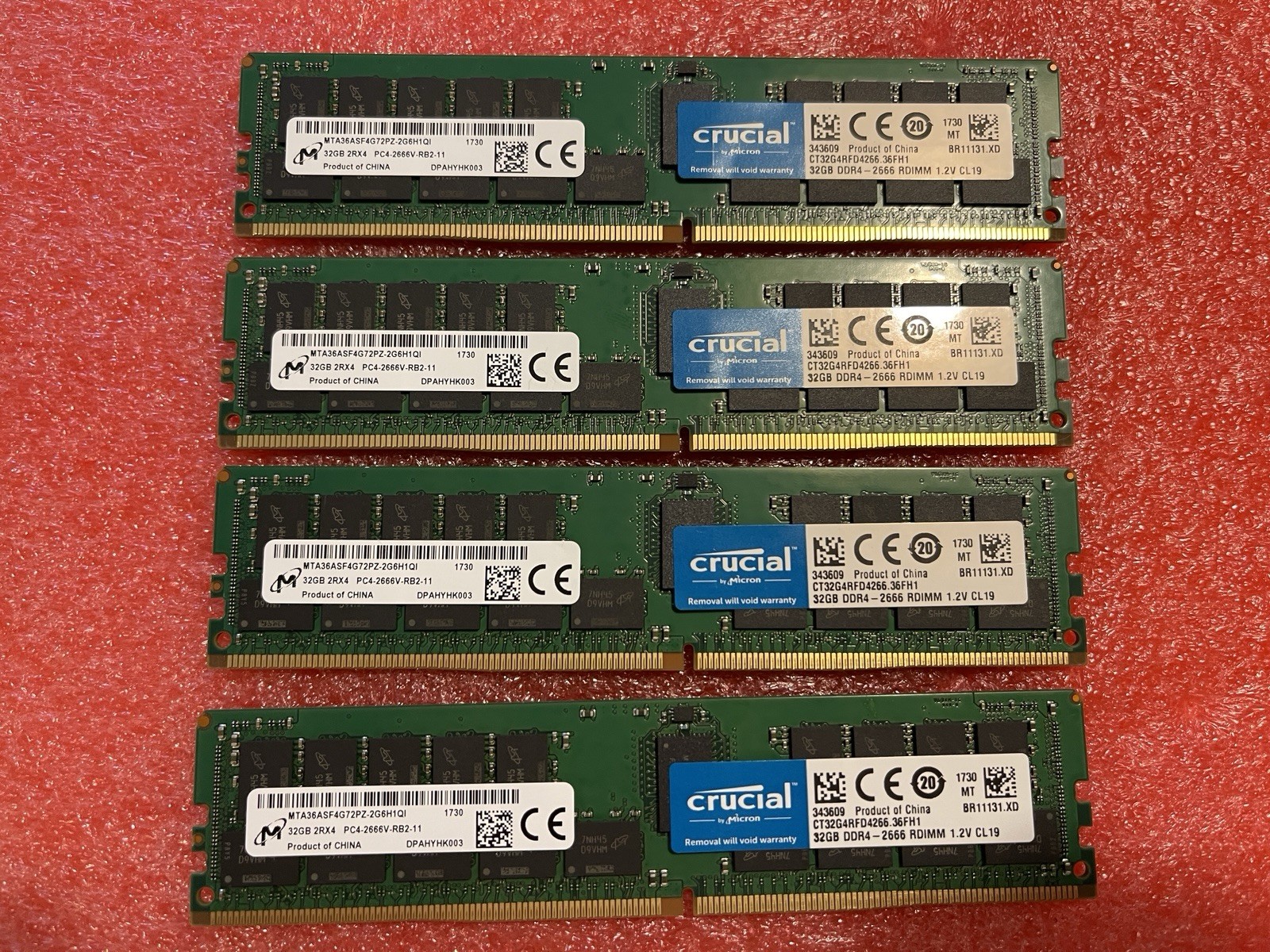 New Crucial 128GB - 4X 32GB DDR4 2666MHz ECC Registered Memory Ram CT32G4RFD4266
