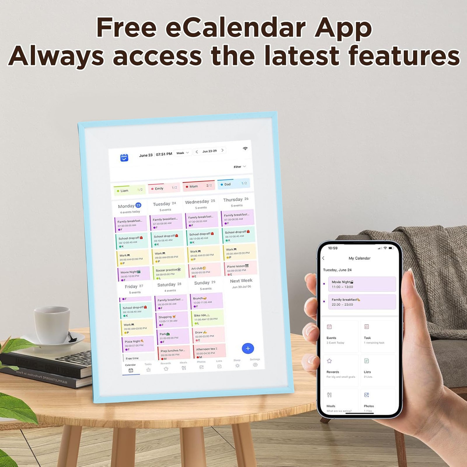 Smart Digital Calendar 10.1 Inch Touch Screen WiFi Interactive Chore Chart QNRN