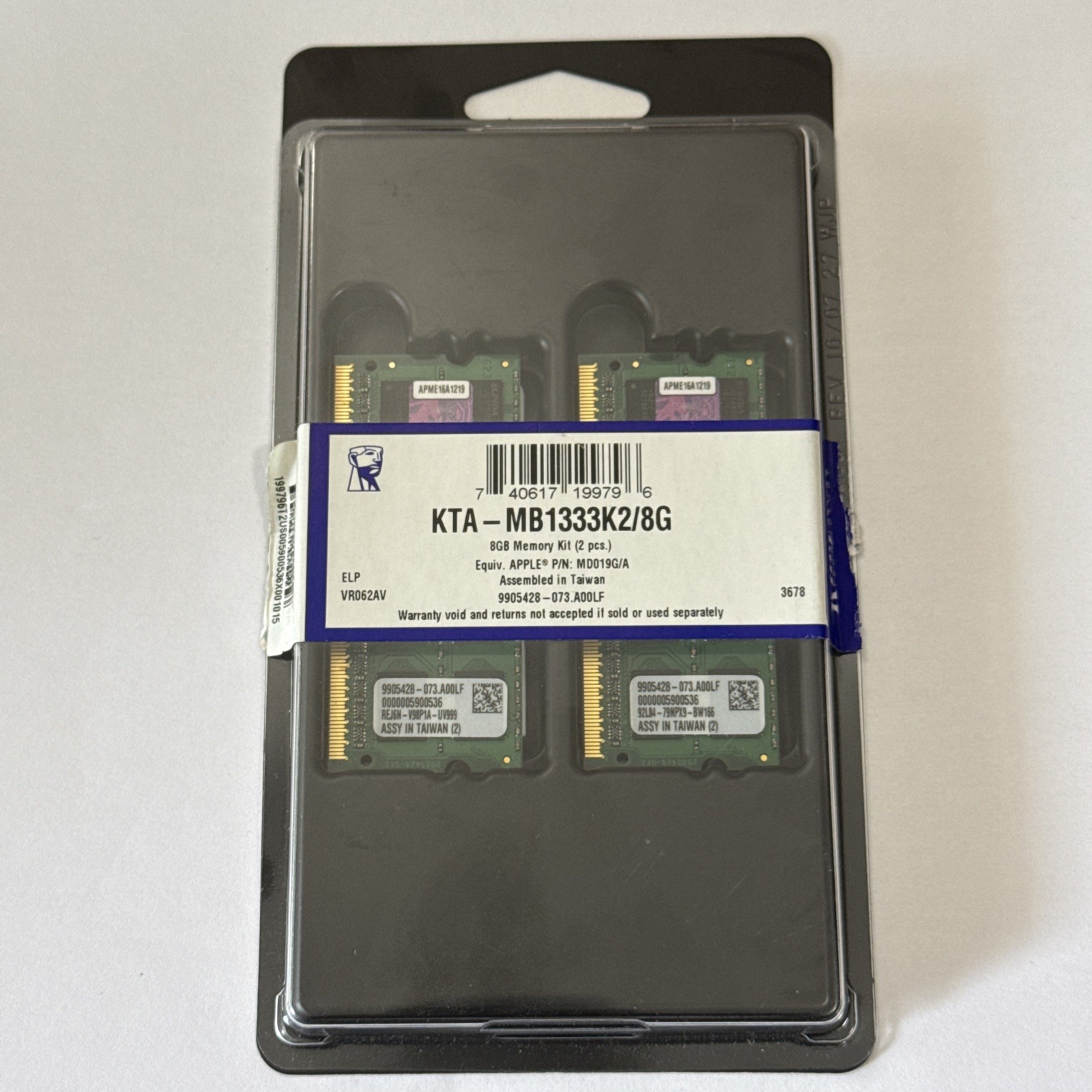 Kingston 8GB (2x4GB) DDR3-1333 204-Pin SO-DIMM Non-ECC Unbuffered New Open Box