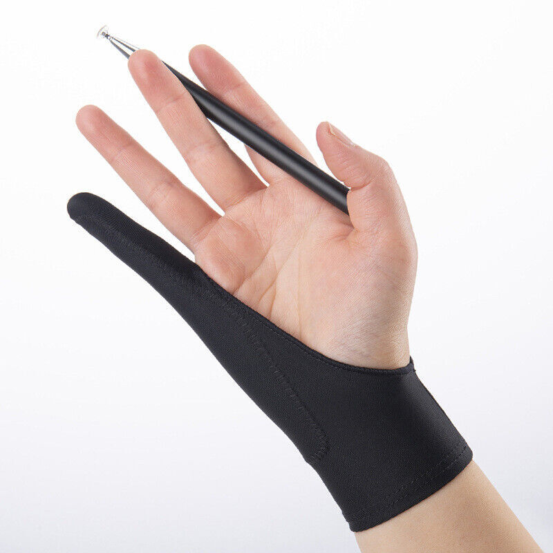 Two Finger Anti-fouling Glove Drawing & Pen Graphic Tablet Pad For Artist Black