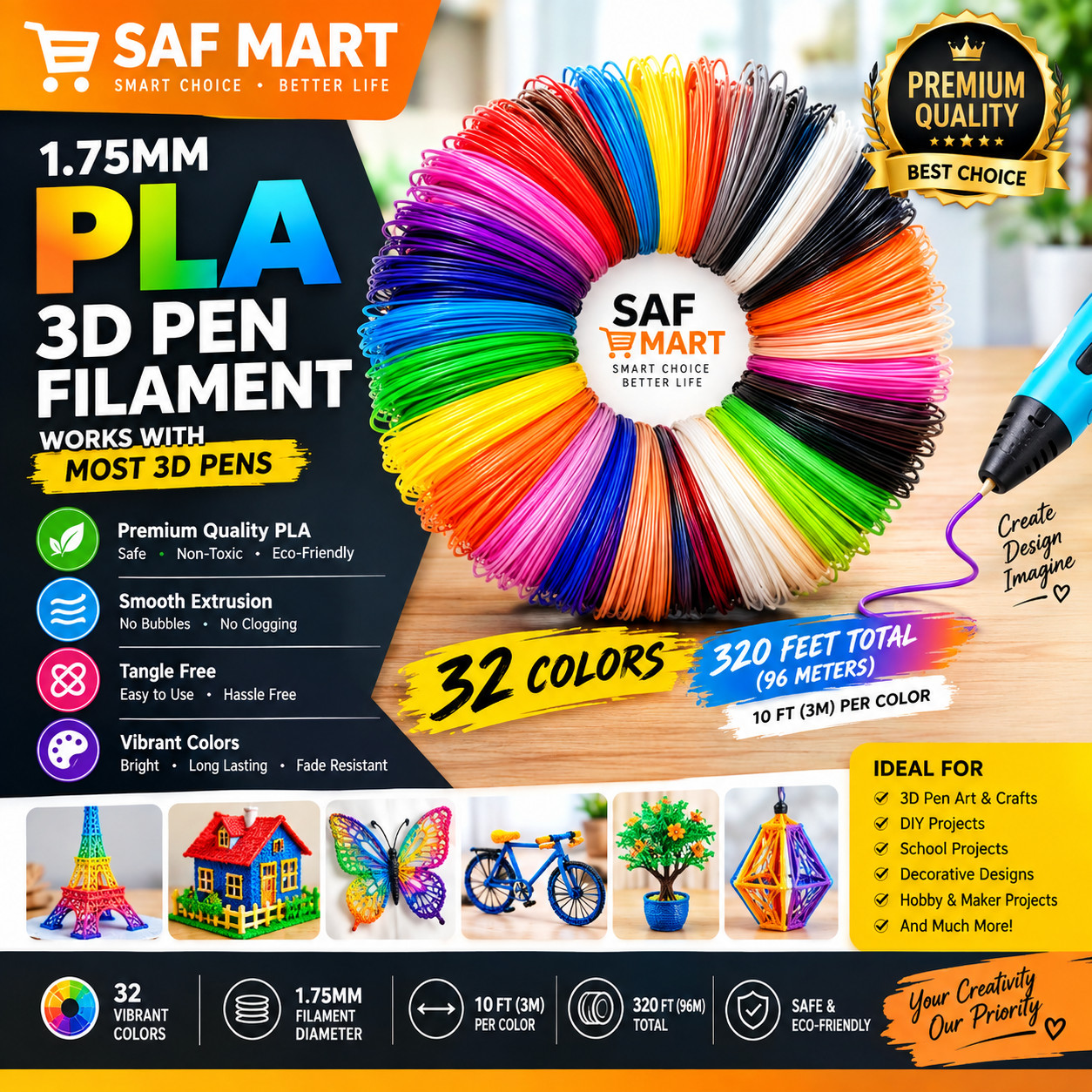 10 colour PLA+Rapid PLA+ ASA 3D Printer Filament