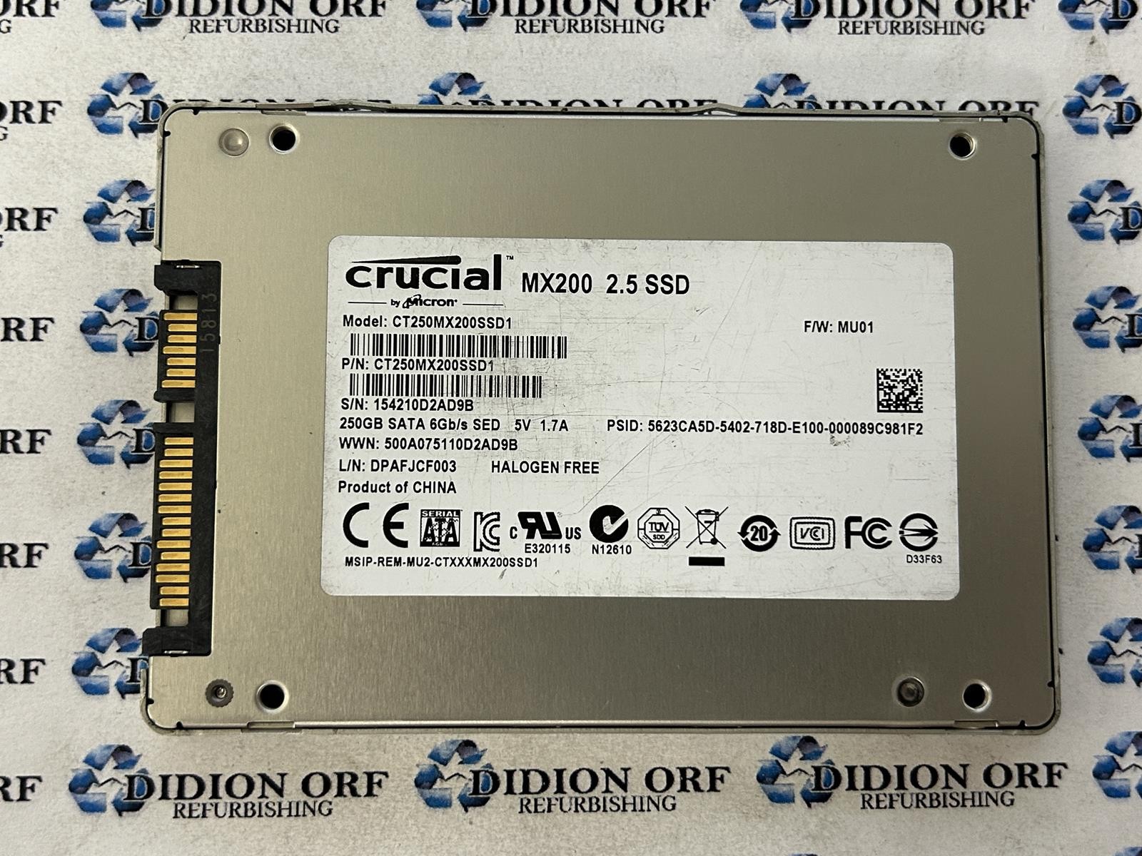 CRUCIAL MX200 250GB 2.5" SATA SSD CT250MX200SSD1, Grade C, SKU 26393