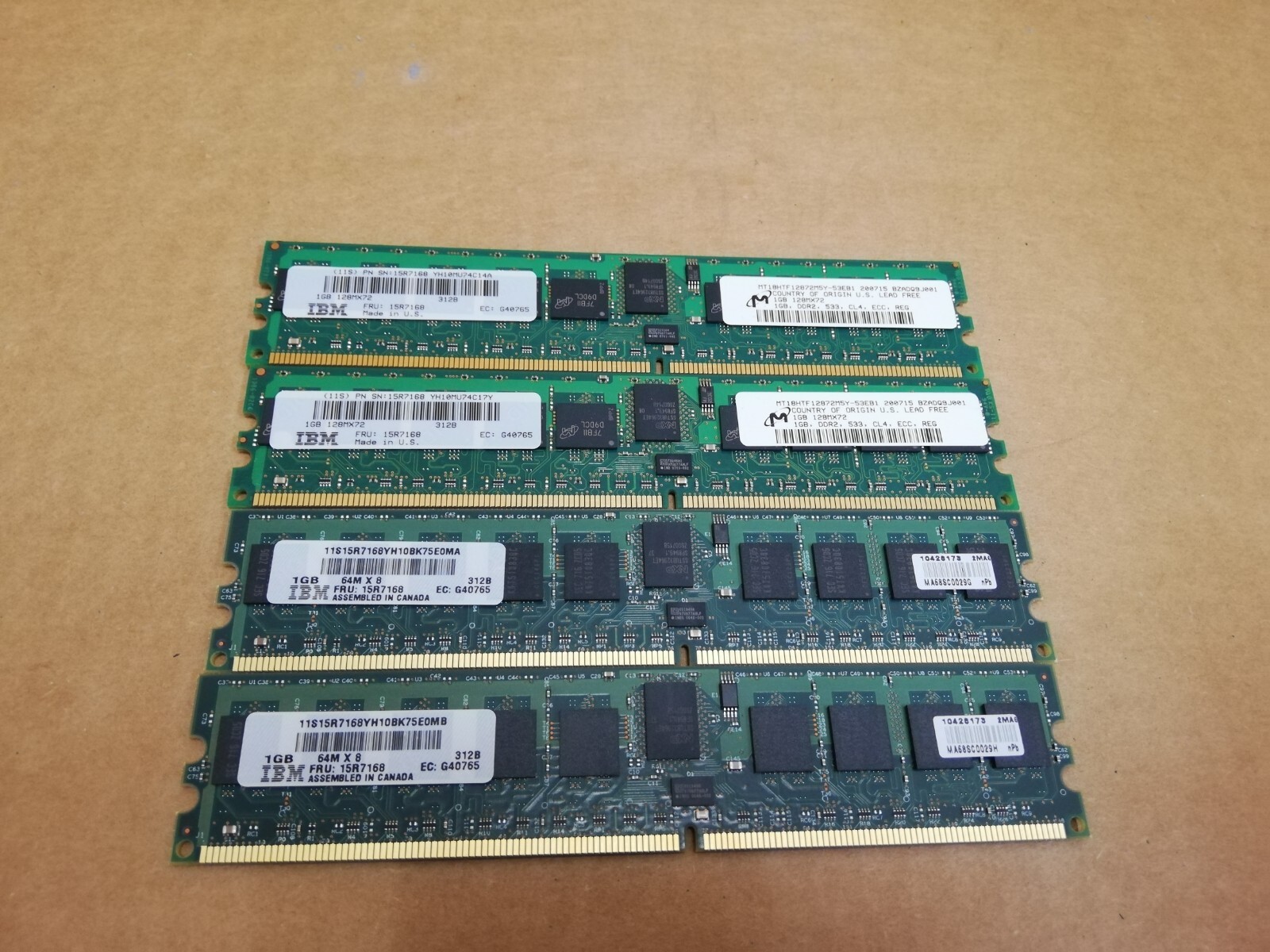 IBM 15R7168 4GB ( 4x 1GB ) DIMM 533MHz DDR-2 SDRAM ECC REG Server Memory 276 Pin