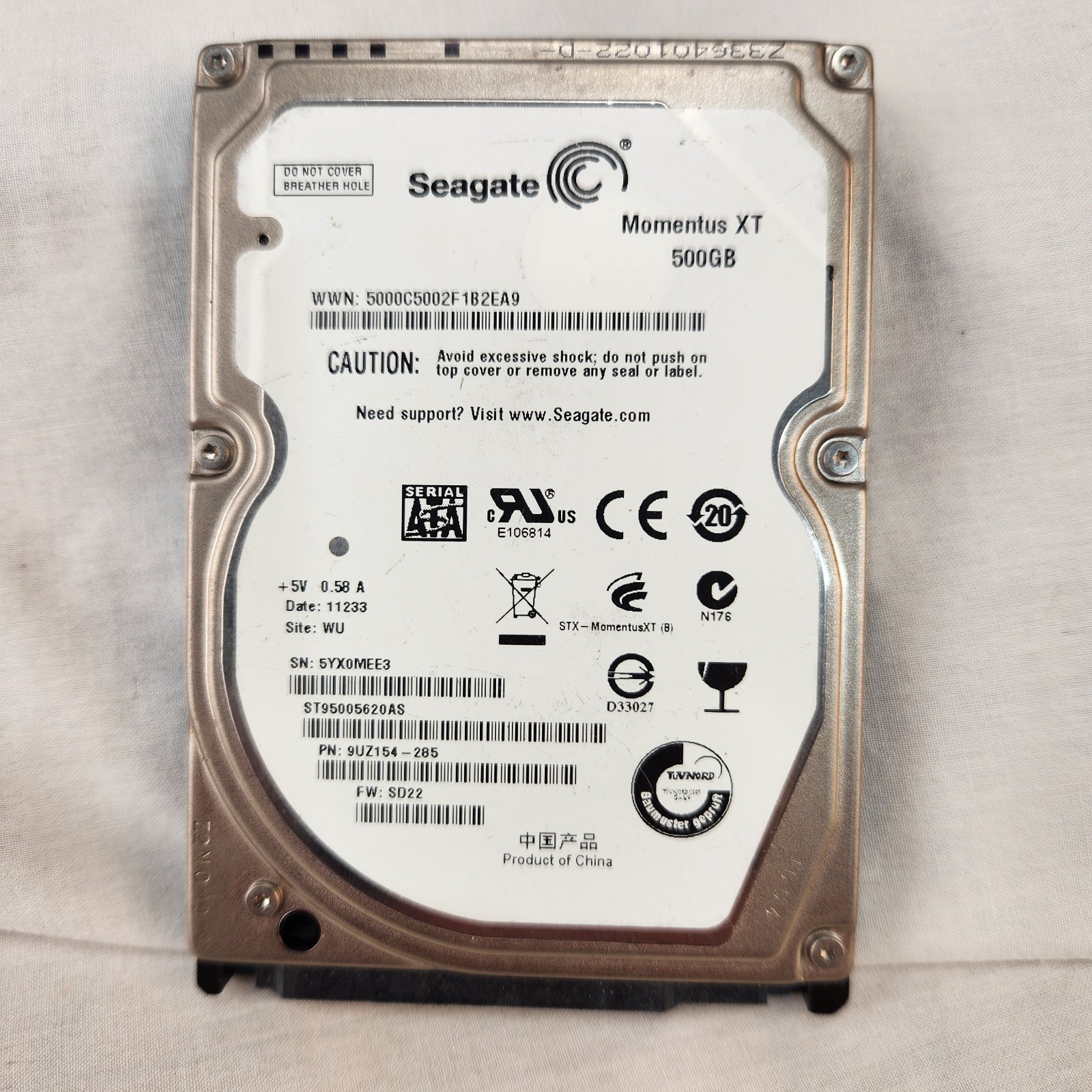 Seagate HDD 500GB  Momentus XT ST95005620AS 2.5" 7200 RPM Laptop Hard Drive