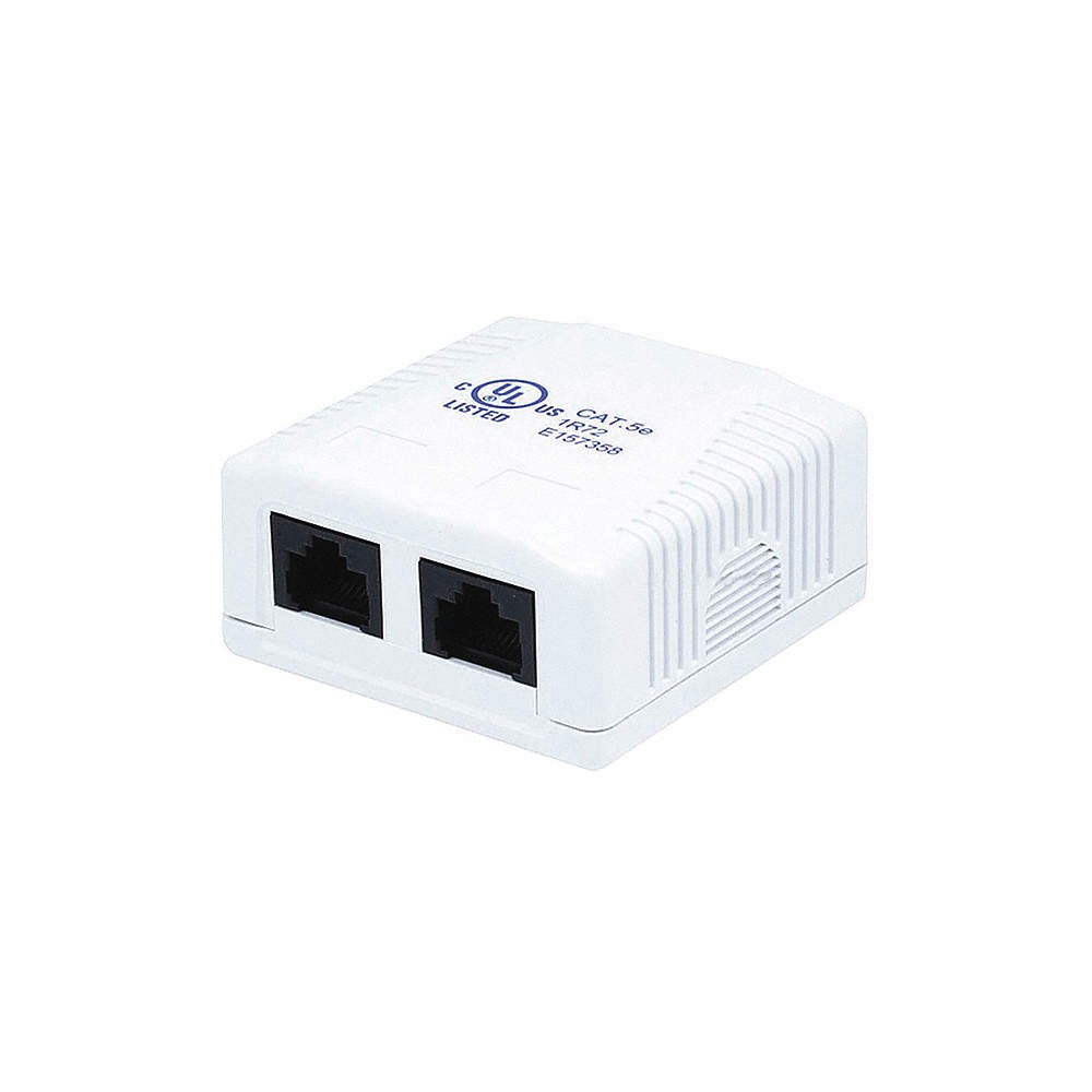 MONOPRICE 7091 Surface Mount Box,Cat5e,2P,White 14W968