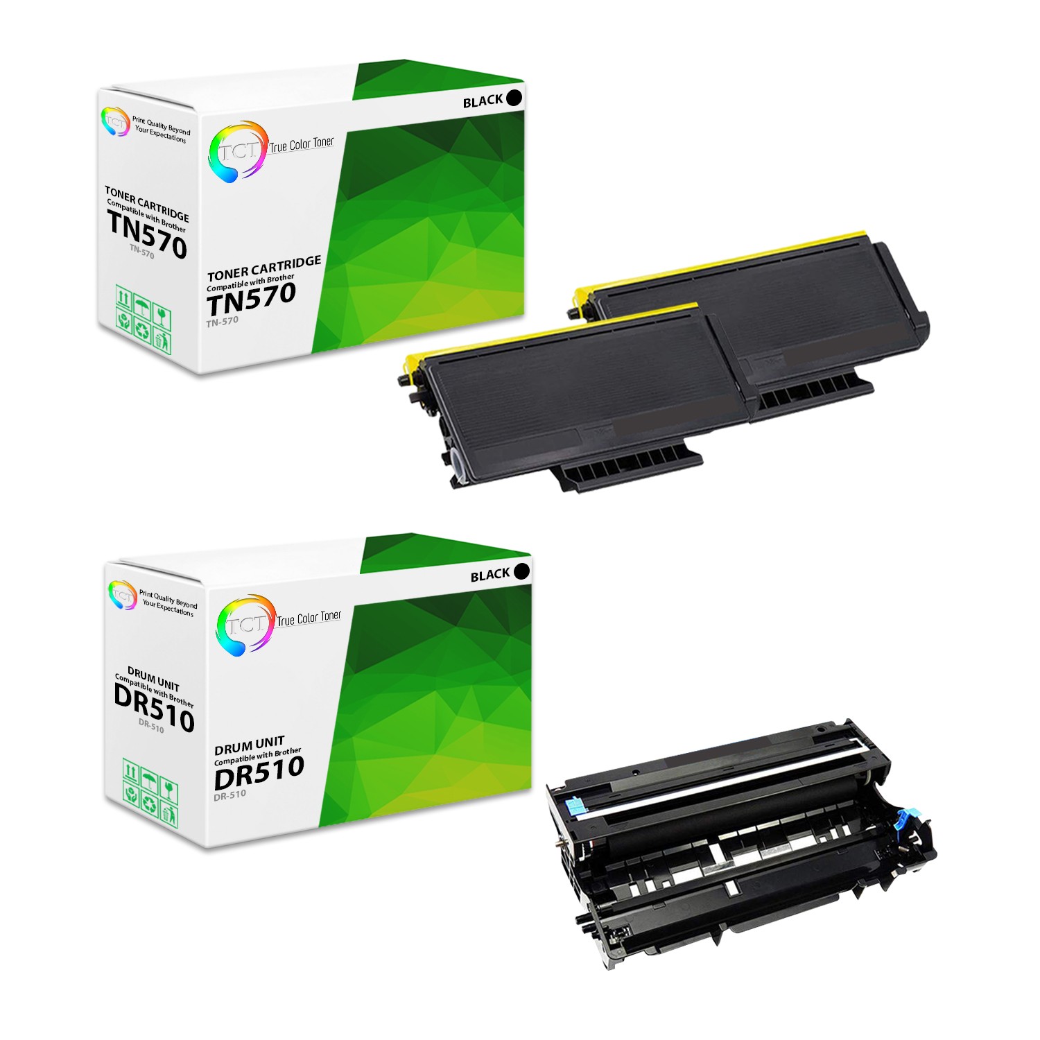 3Pk TCT TN570 & DR510 For Brother HL 5140 DCP 8040 Compatible Drum & Toner Set