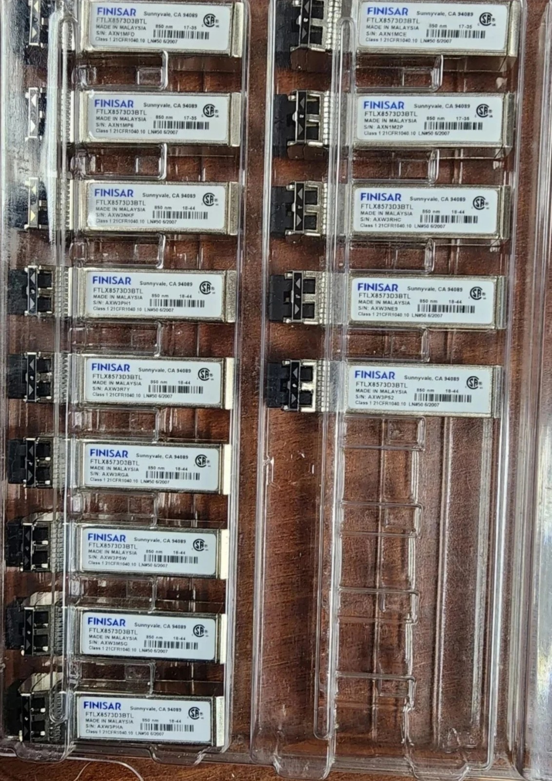 Finisar FTLX8573D3BTL  850nm 10G Transceiver Module temp range -40°C to 85C