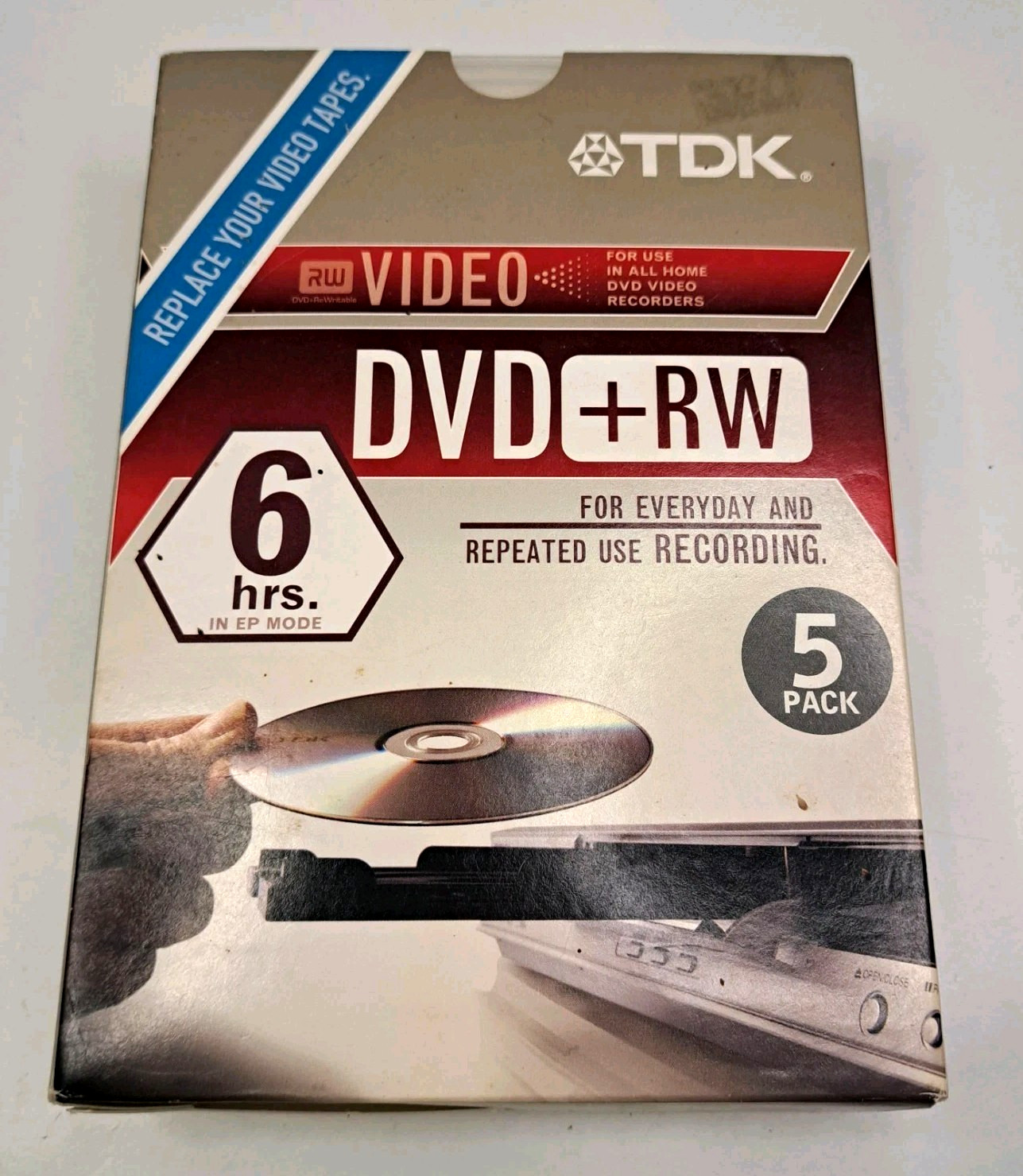 TDK DVD-RW 2X 4.7GB 5-Pack Rewriteable DVDs NEW / Open Box