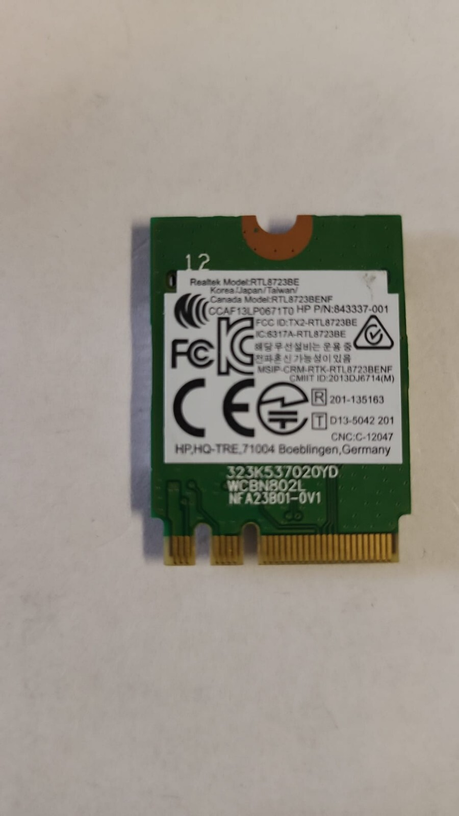 HP OEM 843338-001 Realtek RTL8723BE802.11bgn BT NGFF mini P/N 843337-001 TESTED