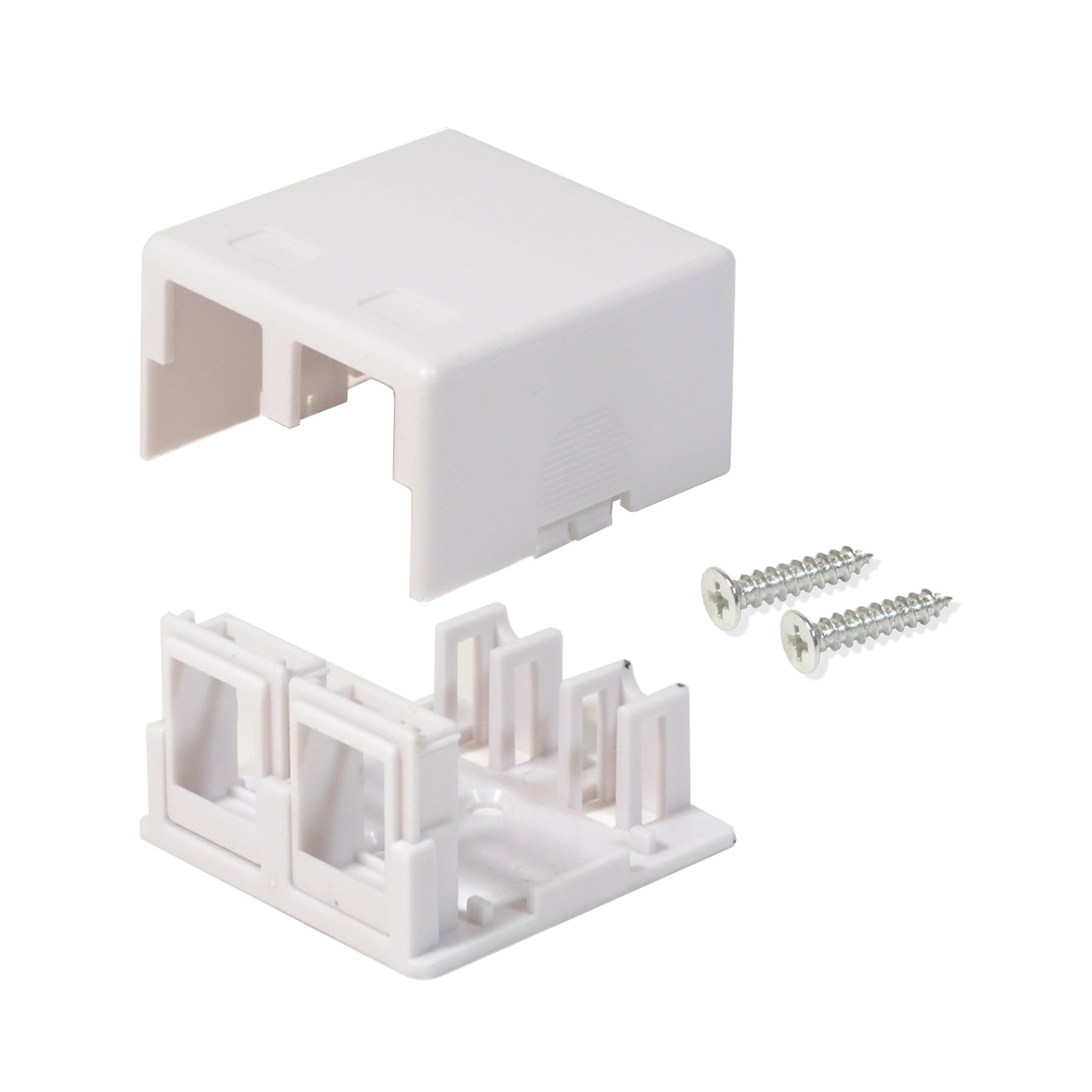 50 Pack Surface Mount Box 2 Port Double Hole Keystone Jack Cat5e/Cat6 White