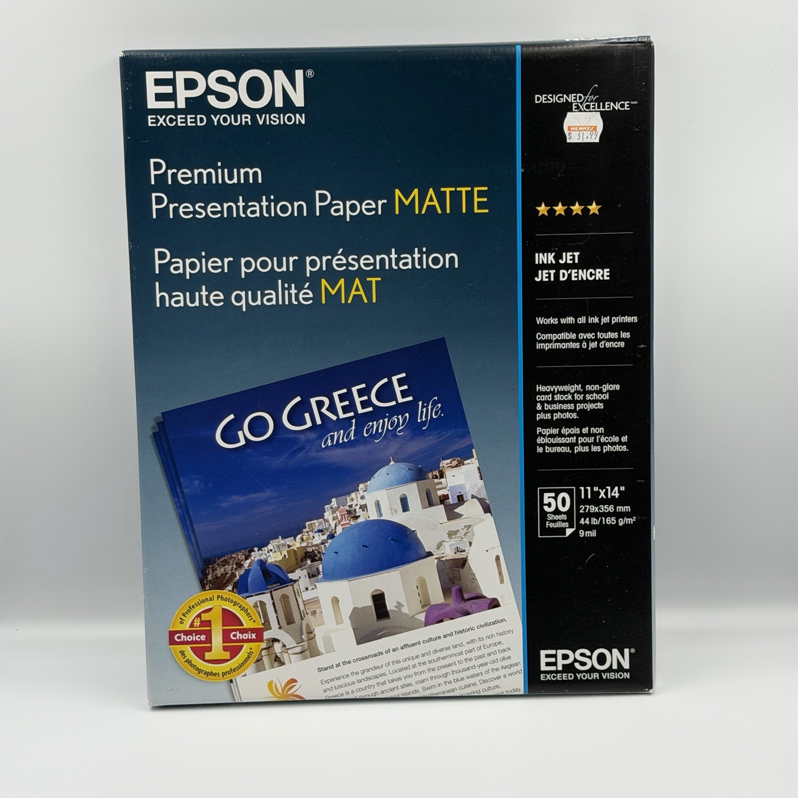 Epson - S041468 - Premium Matte Presentation Paper, 44 lbs., 11 x 14, 50 Sheets