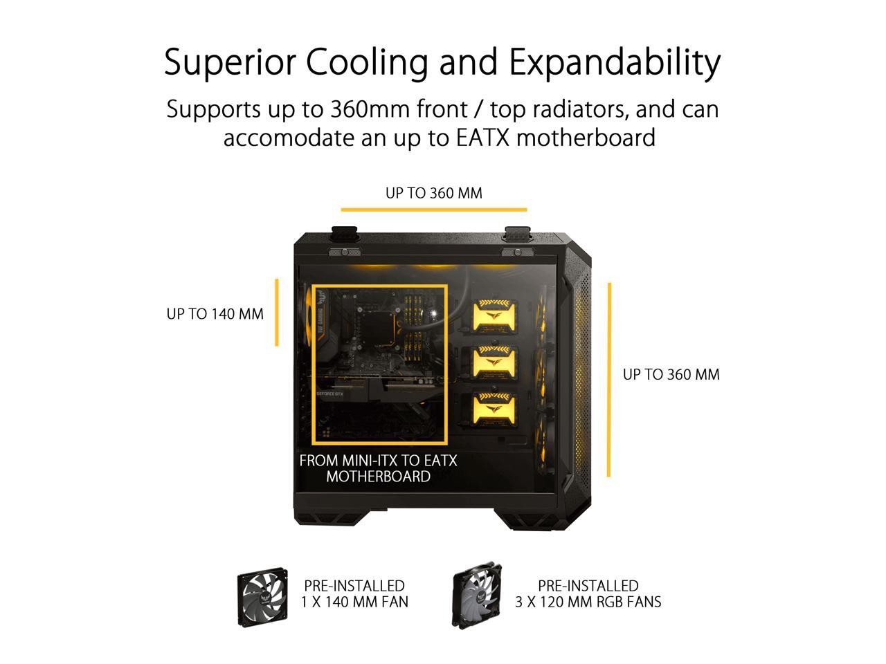 TUF Gaming GT501 Mid-Tower Computer Case for up to EATX Motherboards with ASUS