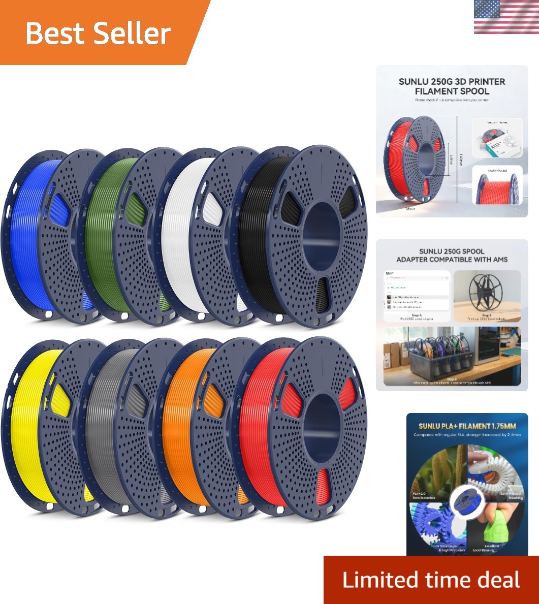 PLA+2.0 3D Printer Filament, Multicolor Bundle, 8 Colors