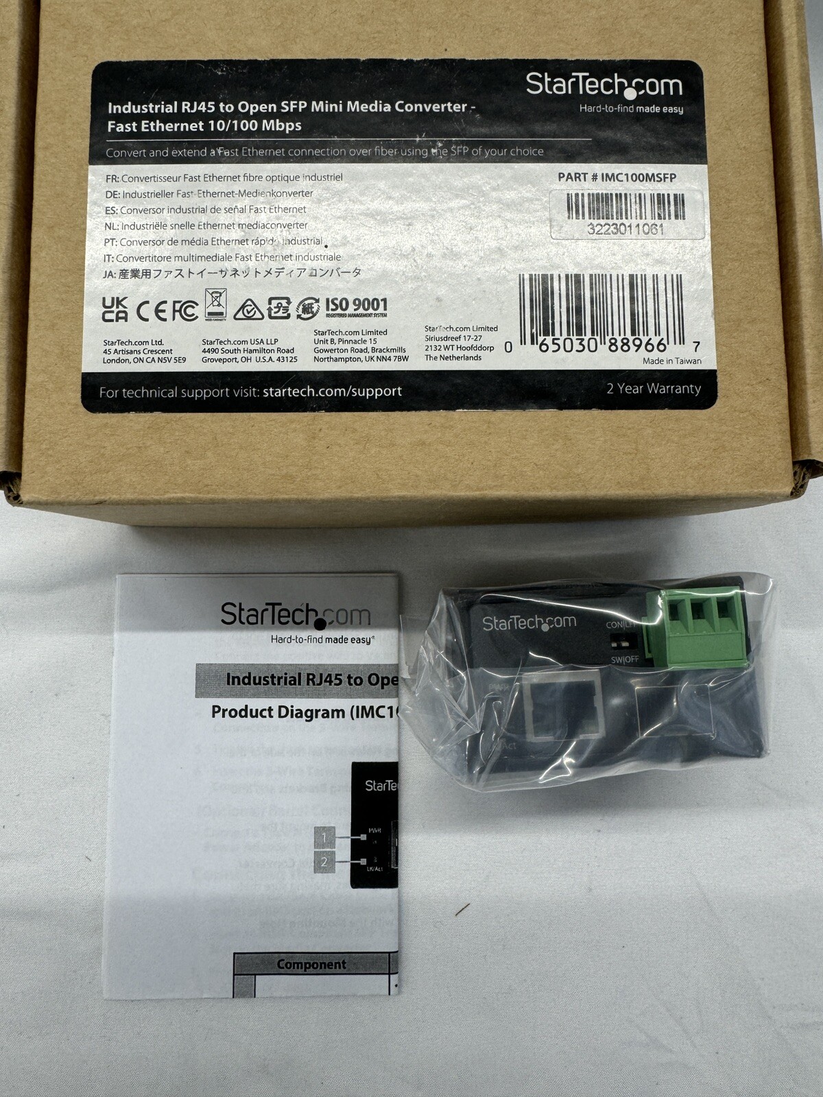 StarTech.com IMC100MSFP Industrial Fiber to Ethernet Media Converter - 100Mbps S