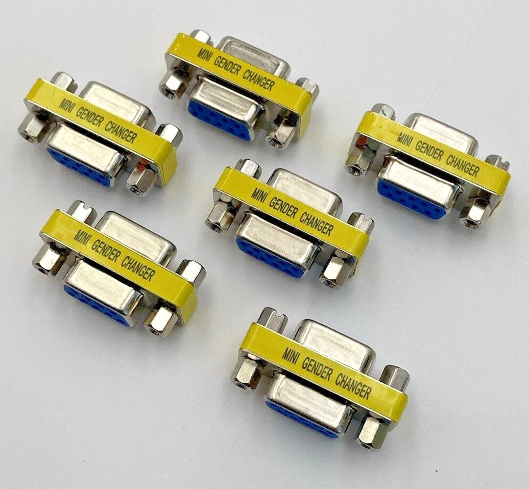 DB9 9-Pin Female to Female Serial Mini Gender Changer Coupler RS-232 New  6 PCS