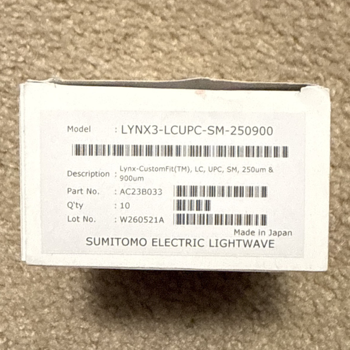 Sumitomo Electric Lightwave LYNX3-LCUPC-SM-250900 LC-LC Single Mode Fiber Cable