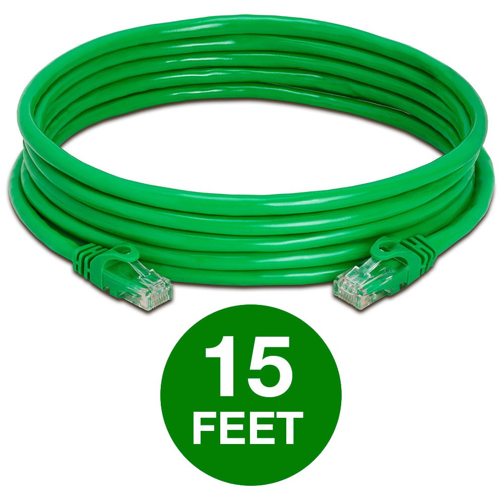 5 Pack Cat6 Ethernet Patch Cable 1.5ft-15ft - Gigabit LAN Cord for Speed Green