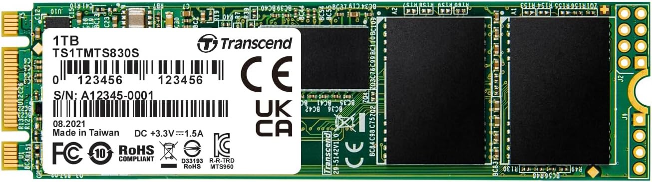 Transcend MTS830 1TB M.2 SATA III SSD Dram Cache 560MB/s