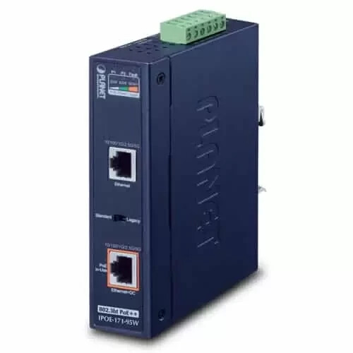 PLANET IPOE-171-95W Industrial Single-Port 10/100/1000Mbps 802.3bt PoE+ Injector