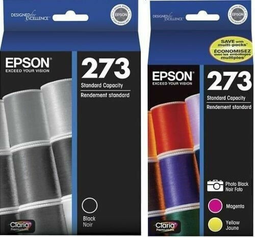 SET of 4 New Genuine SEALED BAG Epson 273 Inkjet Cartridges NO CYAN